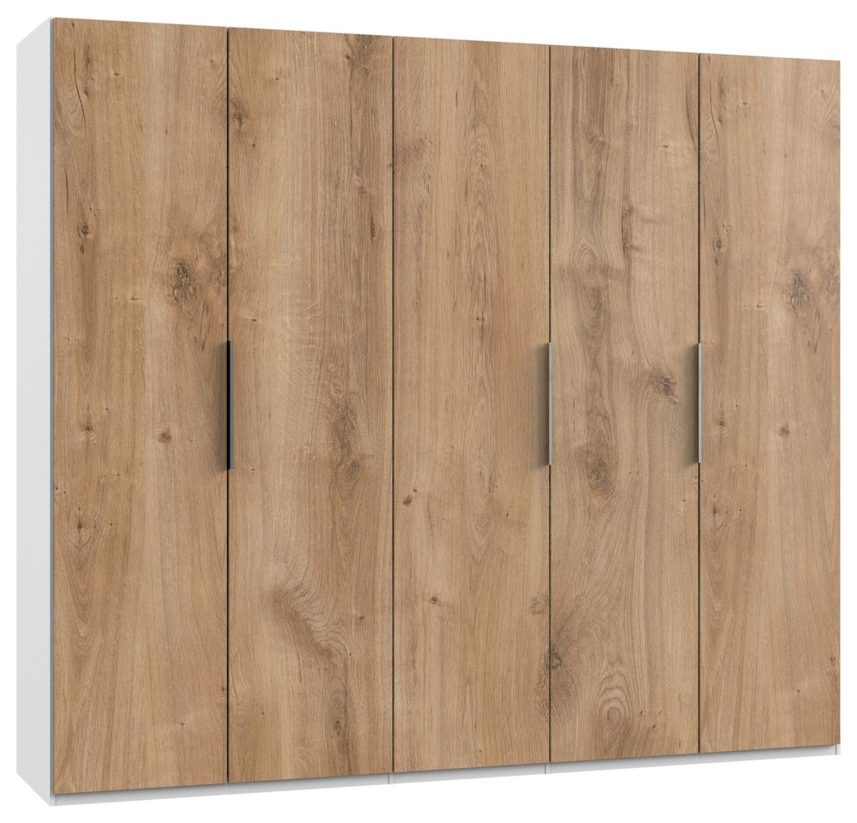 Drehtürenschrank Level 36A ca. 250x216x58 cm Eiche/Weiß - Chromfarben/Eichefarben, MODERN, Holzwerkstoff (250/216/58cm) - MID.YOU