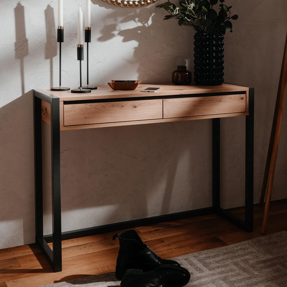 STÓŁ KONSOLA DENVER 44 - kolor dębowy/antracytowy, Konventionell, materiał drewnopochodny (100/35/75cm) - MID.YOU