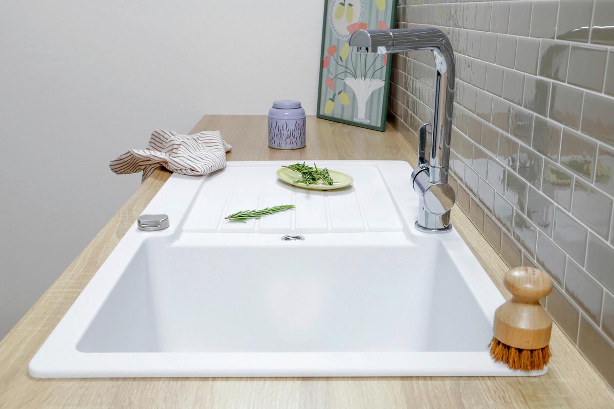 Pomivalno Korito Austin, 86x50cm - bela, Design, kamen (86/21/50cm) - Respekta