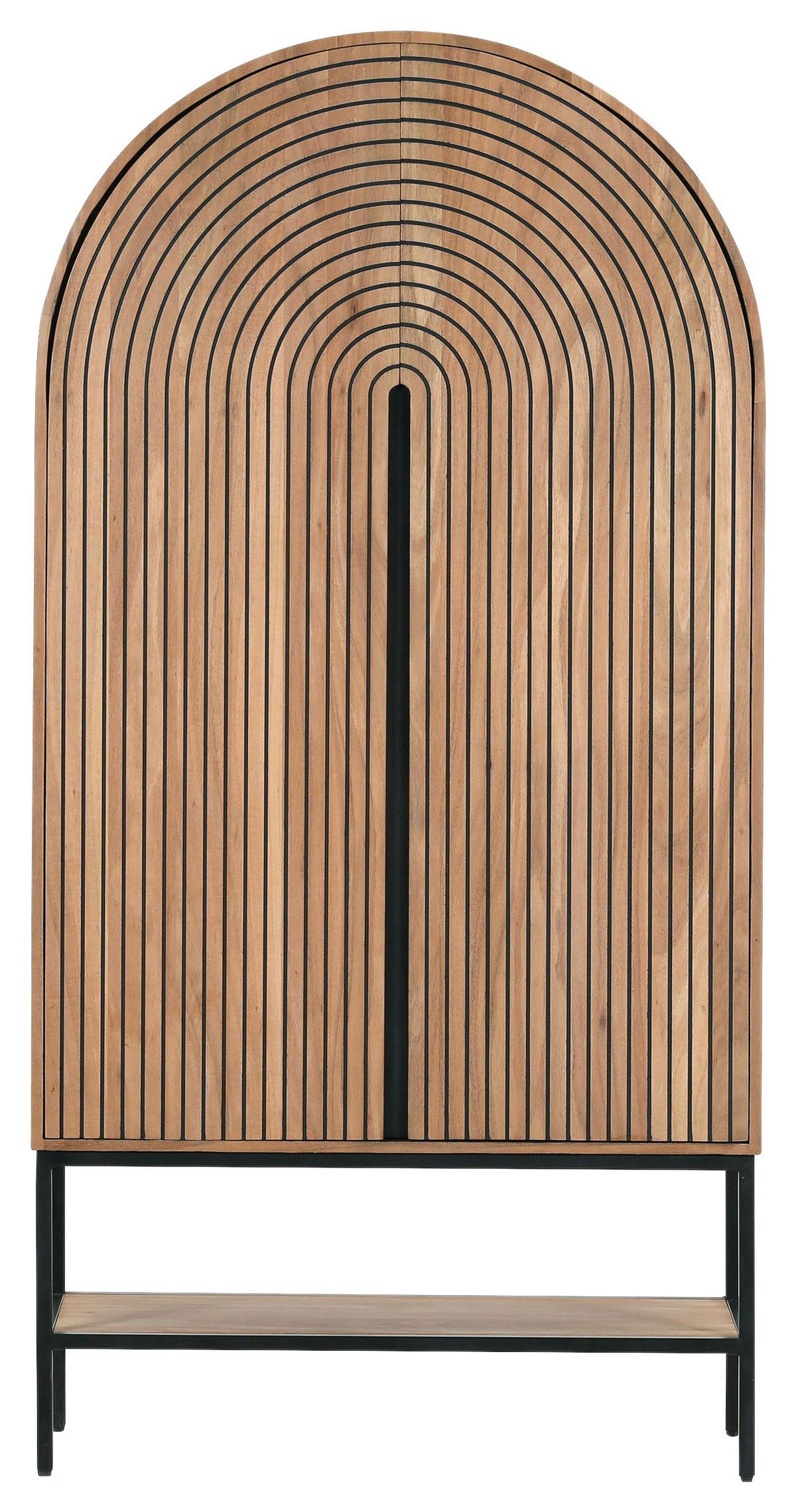 Highboard Koda Rundbogen Akazie Echtholzfurnier - Schwarz/Braun, MODERN, Holz/Holzwerkstoff (90/180/42cm) - Mömax
