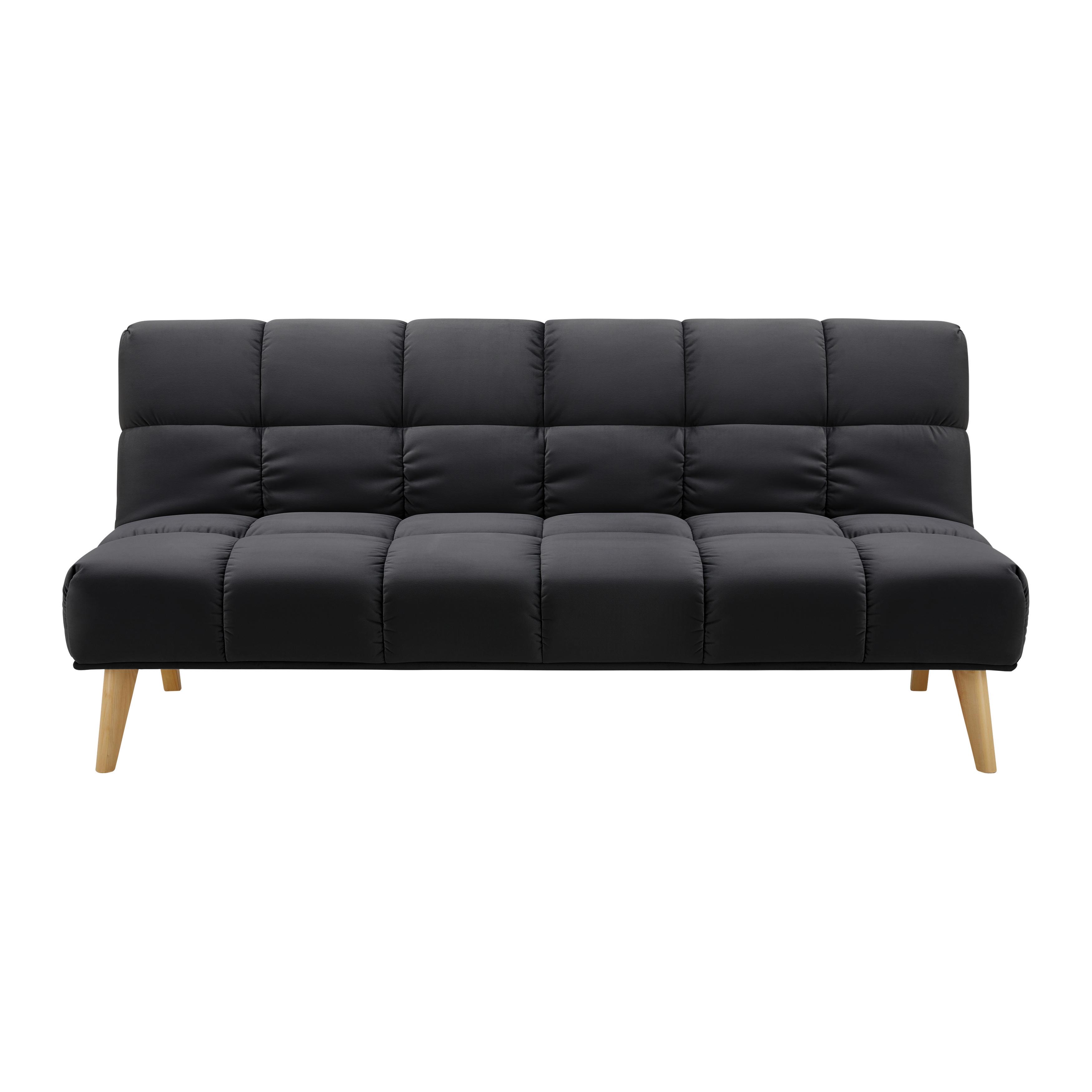 Bettsofa ALVA Schwarz Metallfuss - Schwarz/Naturfarben, Modern, Holz/Textil (185/80/88cm) - Bessagi Home