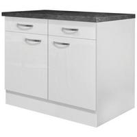 KÜCHENUNTERSCHRANK ALBA US 100 - Schieferfarben/Edelstahlfarben, MODERN, Holzwerkstoff/Metall (100/86/60cm) - FlexWell