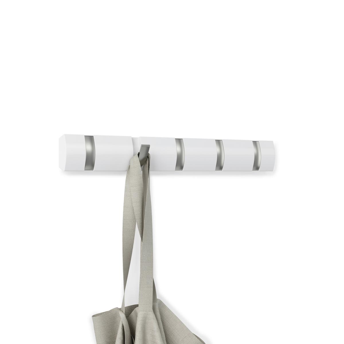 Hakenleiste Flip 5 Weiss - Weiss, Modern, Holz/Kunststoff (51/6/3cm) - Mömax
