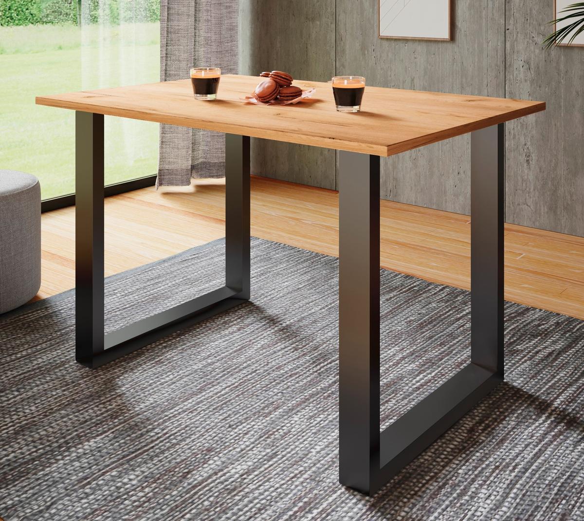 SCHREIBTISCH LONA - Honigeiche/Silberfarben, Design, Holzwerkstoff/Metall (140/76/50cm) - MID.YOU