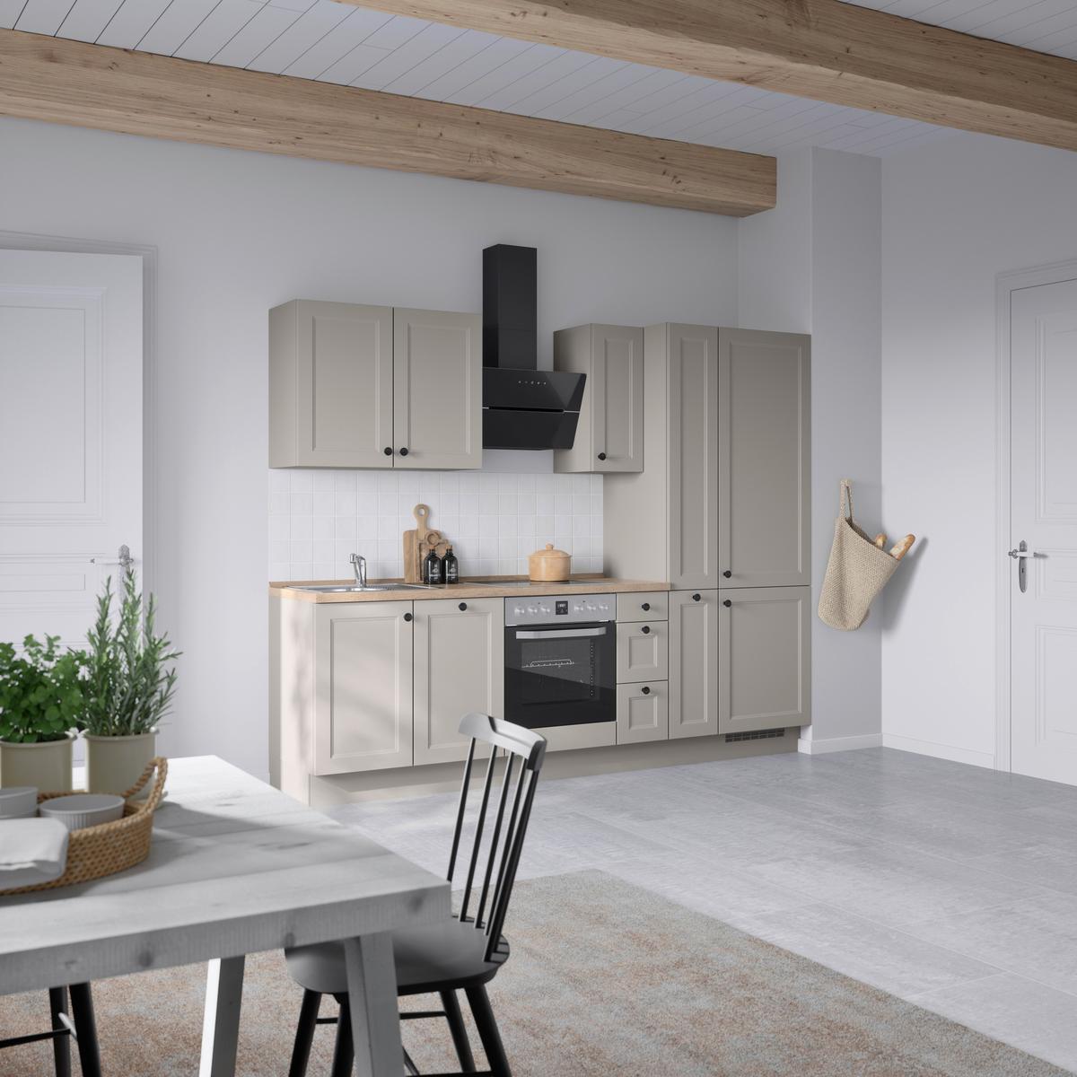 Küchenblock Cascada High m. Geräten Grau - Eiche dunkel/Schwarz, MODERN, Holzwerkstoff/Metall (270cm) - Nobilia