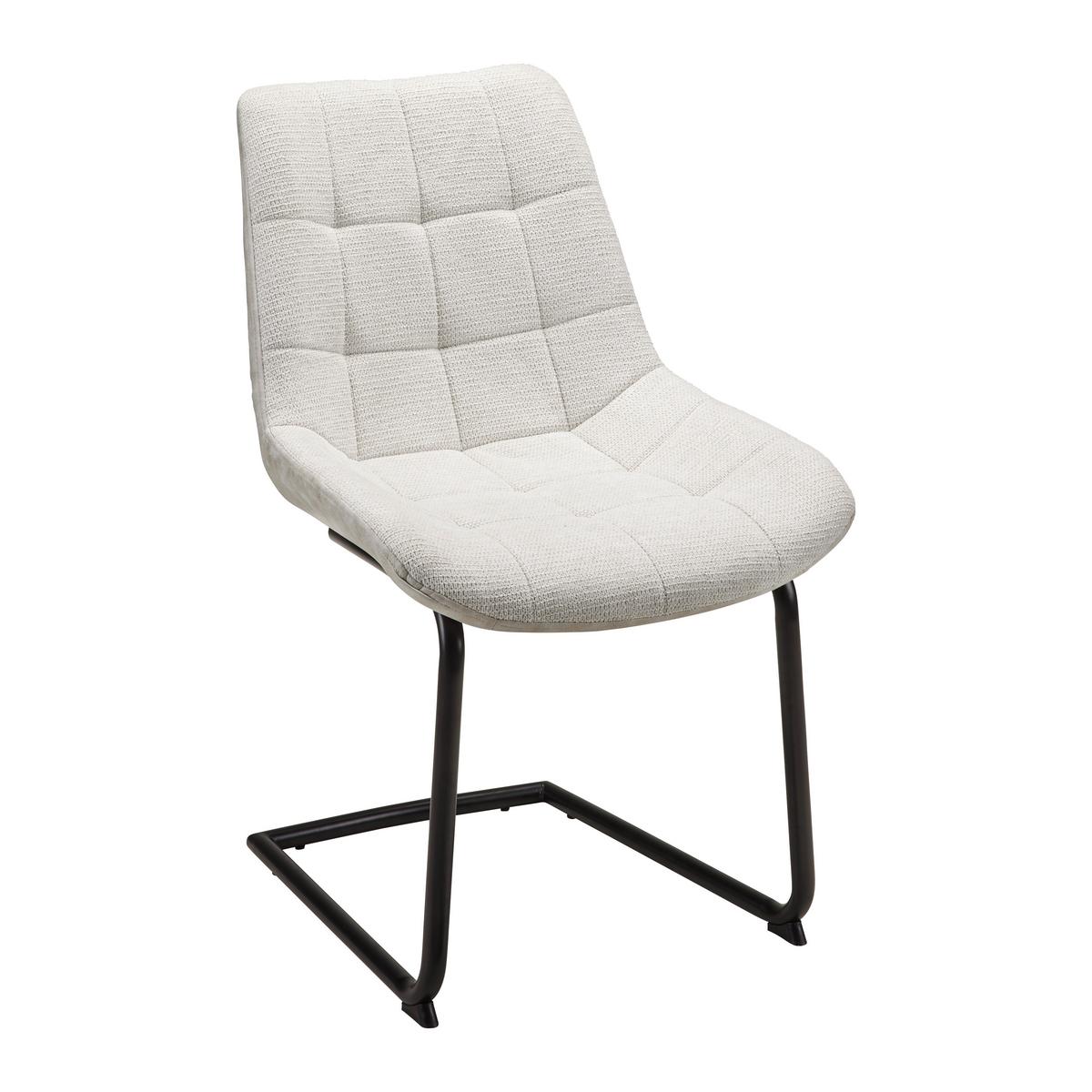 Schwingstuhl Marilea Creme Lederlook/Webstoff Gepolstert - Creme/Schwarz, MODERN, Holz/Textil (53/86/61cm) - Bessagi Home