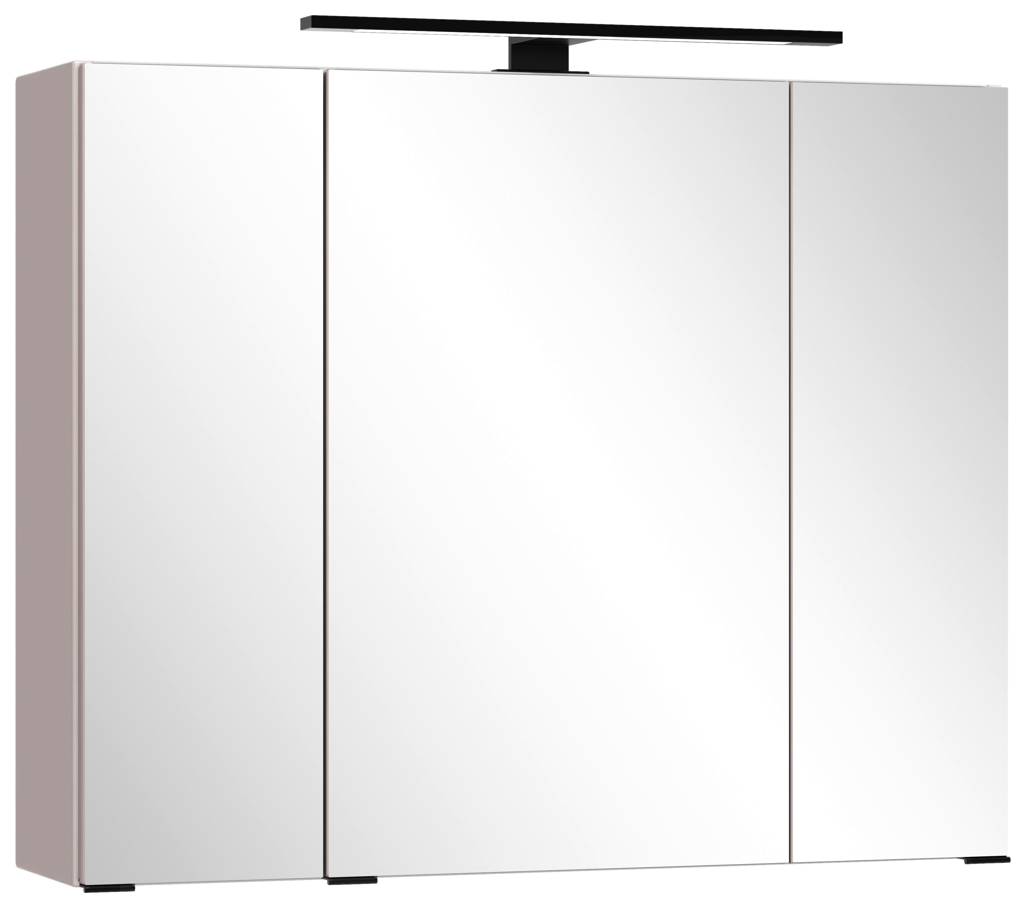 Spiegelschrank Sevilla m. LED ca. 80x64 cm Kaschmir - Kaschmir/Schwarz, MODERN, Glas/Holzwerkstoff (80/64/20cm) - Held