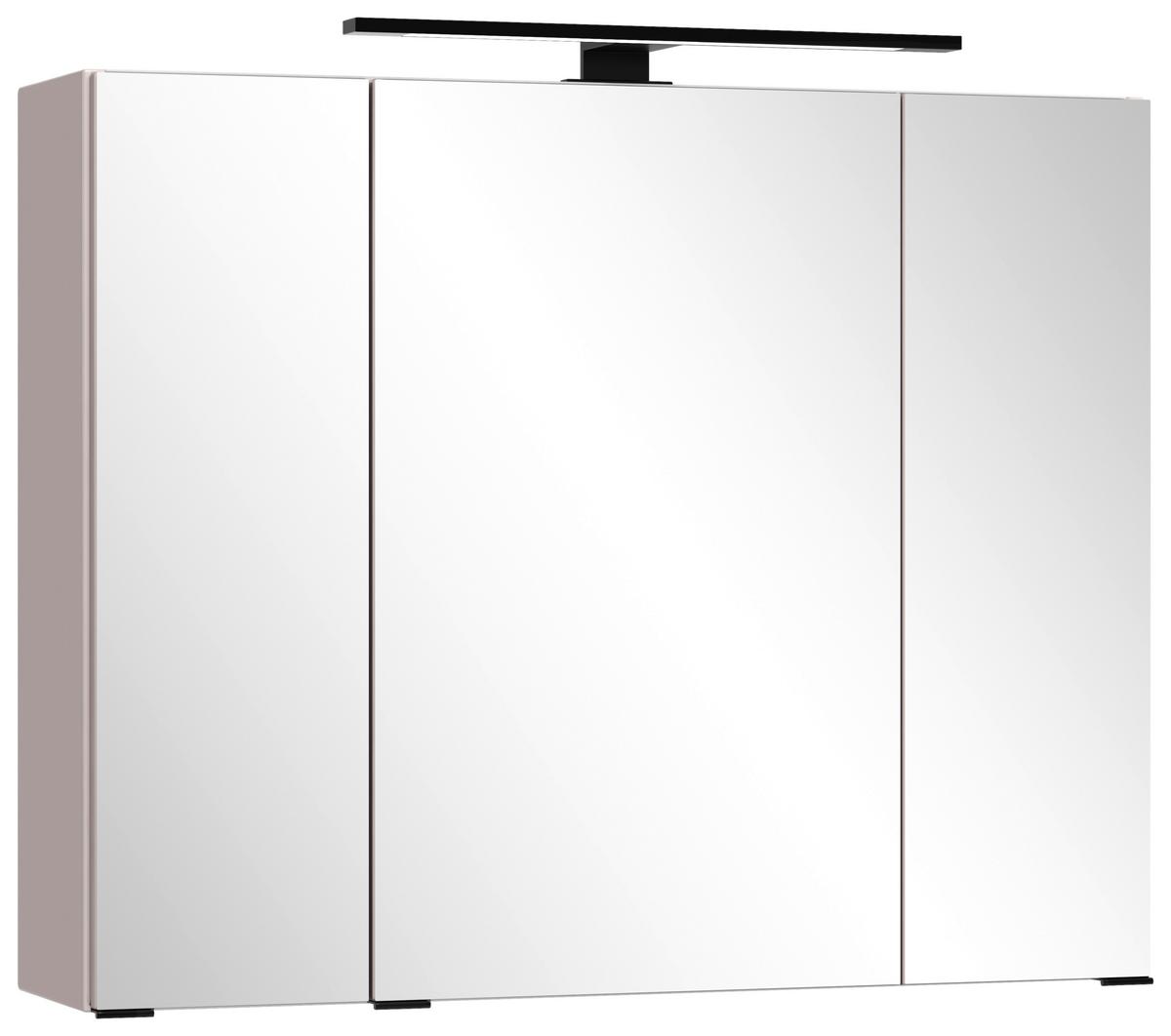 Spiegelschrank Sevilla m. LED ca. 80x64 cm Kaschmir - Kaschmir/Schwarz, MODERN, Glas/Holzwerkstoff (80/64/20cm) - Held
