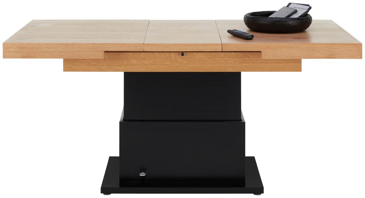 Couchtisch 2 in 1 Based in Schwarz/Eichefarben - Eichefarben/Schwarz, MODERN, Holz/Holzwerkstoff (133-170/80/51,5-77,5cm) - Based
