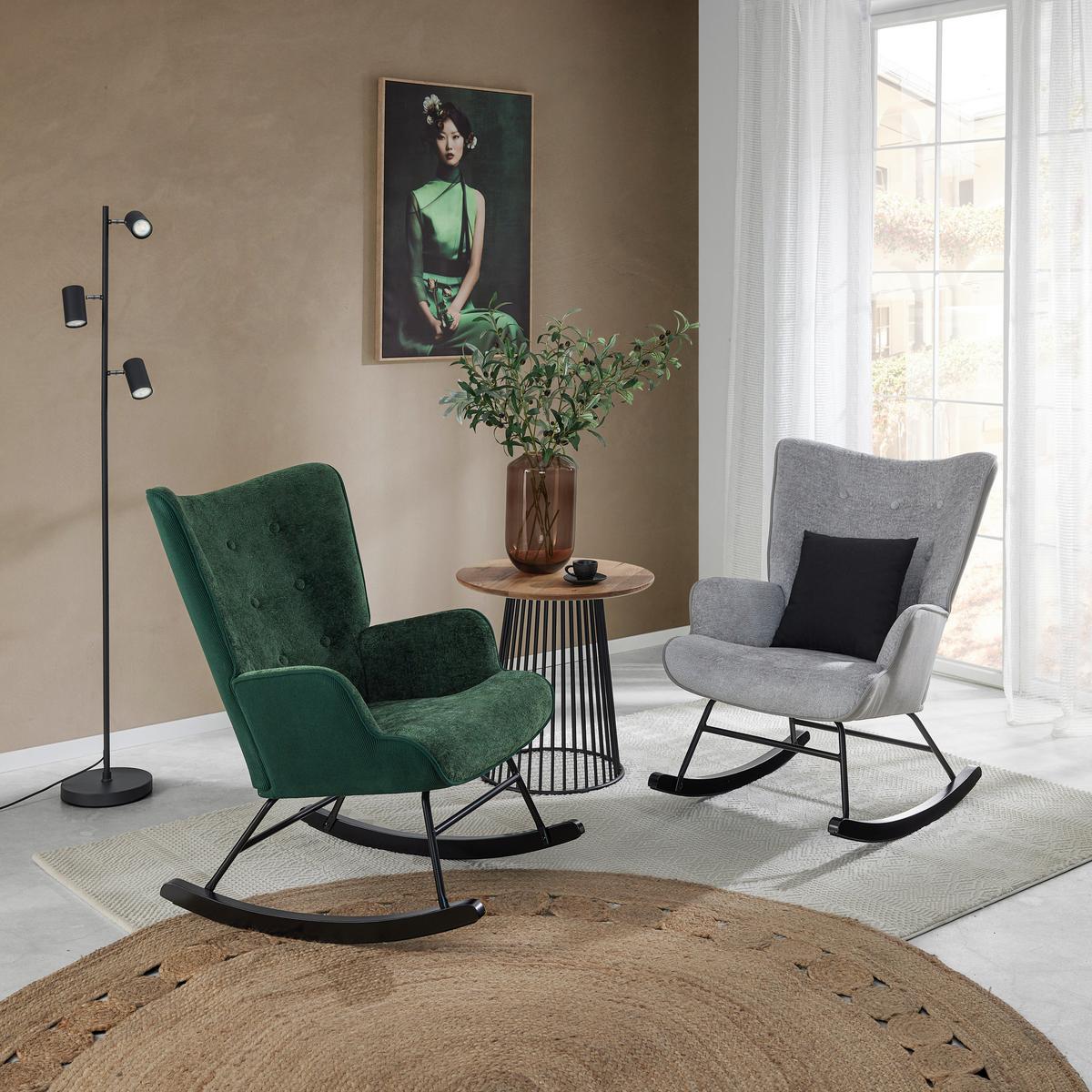 Hintaszék Rock - világosszürke/fehér, Modern, textil/fa (66/90/77cm) - Mömax