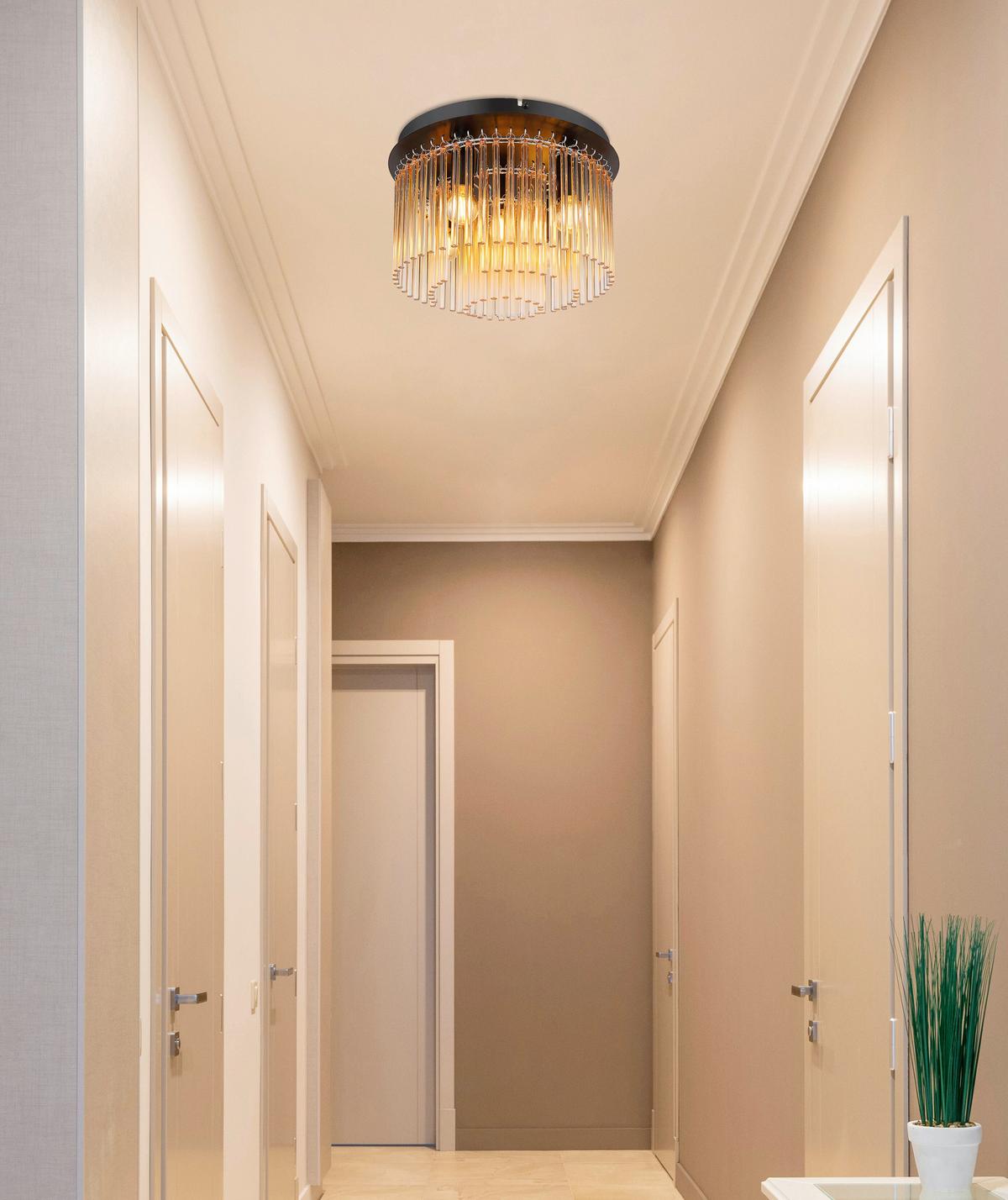 DECKENLEUCHTE 15698DA GORLEY - Klar/Chromfarben, Lifestyle, Glas/Metall (32/23cm) - Globo