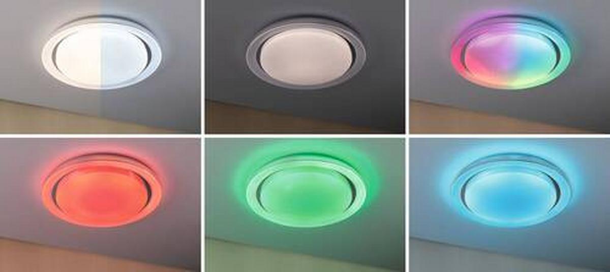 Deckenleuchte Rainbow Weiß/Chromfarben max. 38,5 W - Chromfarben/Weiß, Basics, Kunststoff/Metall (48,5/7,5cm) - Paulmann