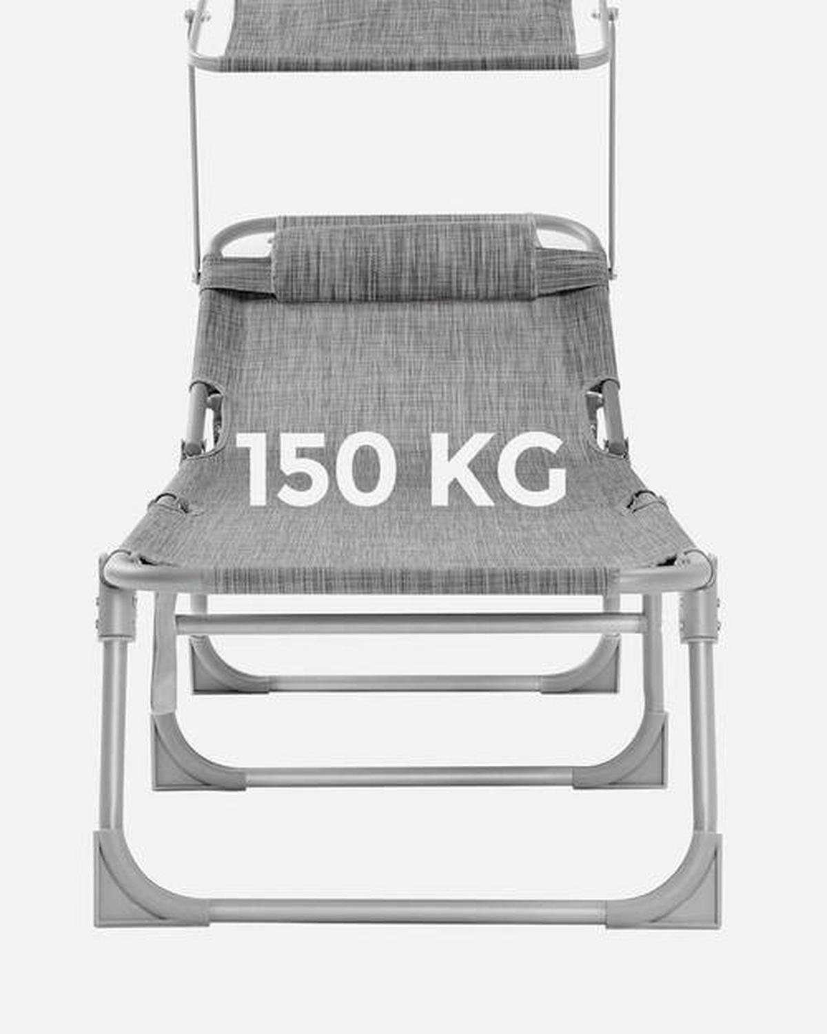 Sonnenliege Großer Liegesessel Hellgrau ca. 53x29,5x193cm - Hellgrau/Grau, Basics, Textil/Metall (53/29.5/193cm) - Modante
