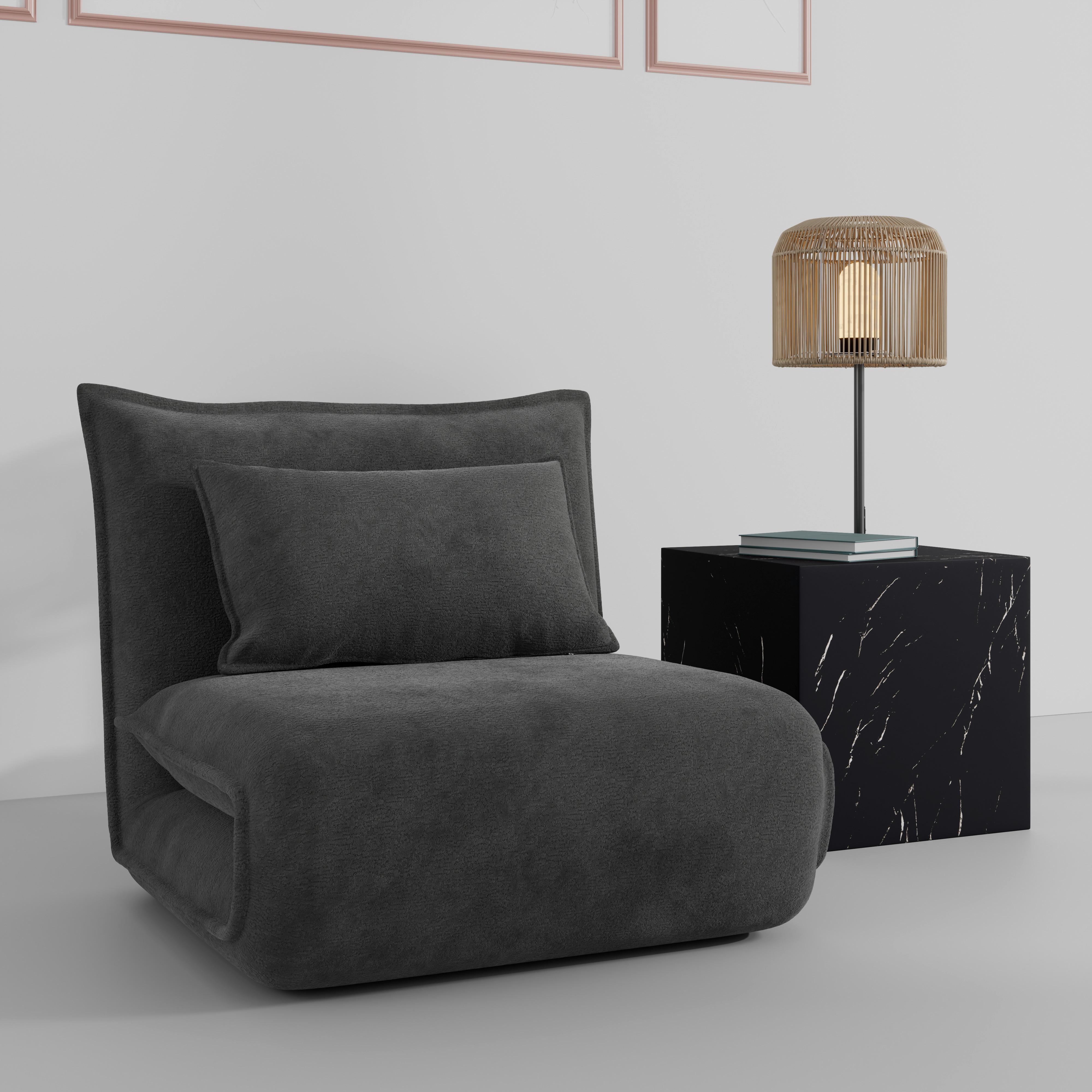 Schlafsessel Macy Bouclé Dunkelgrau - Dunkelgrau, MODERN, Textil/Metall (83/35/68cm) - Bessagi Home