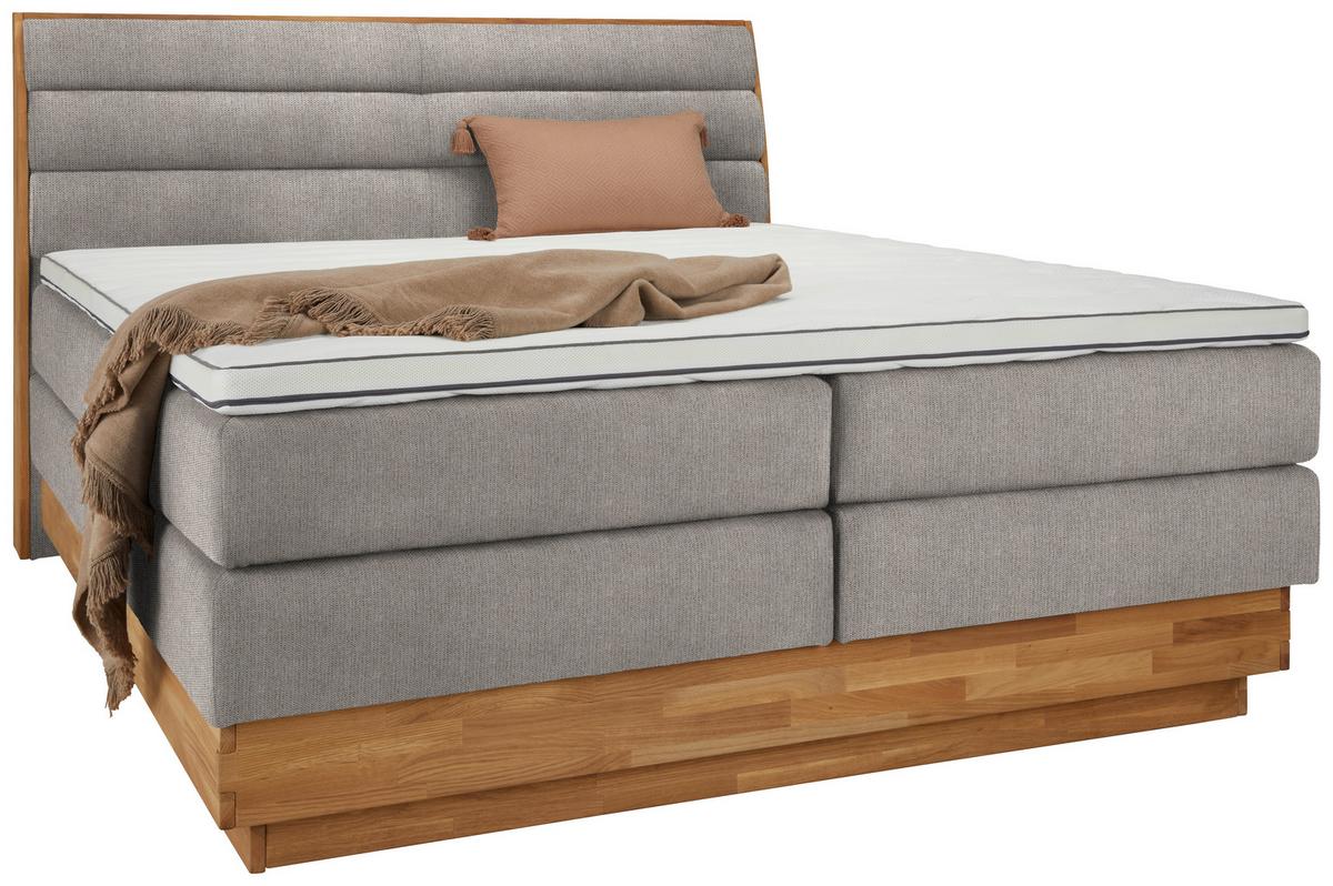 Boxspringbett Marissa in Taupe ca. 180x200cm - Taupe, KONVENTIONELL, Holz/Kunststoff (180/200cm) - Premium Living