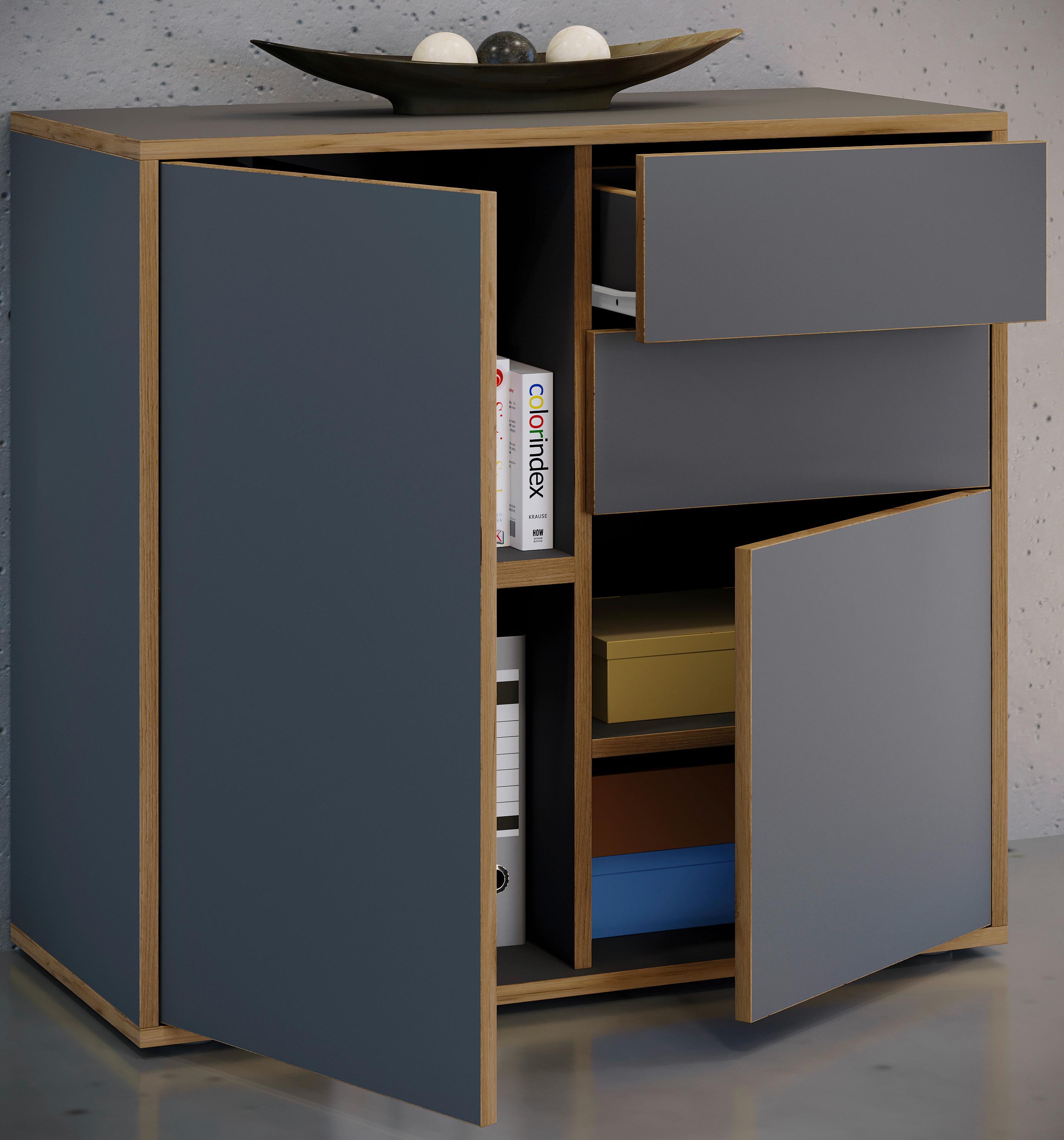 KOMMODE SALIA B80 - Honigeiche/Anthrazit, Design, Holzwerkstoff/Kunststoff (79/74/33cm) - MID.YOU