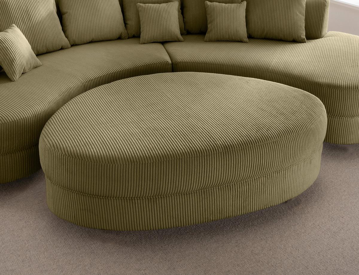 Wohnlandschaft Limoncello m. Hocker ca. 300x160cm Olivgrün - Schwarz/Olivgrün, Design, Kunststoff/Textil (300/160cm) - Livetastic