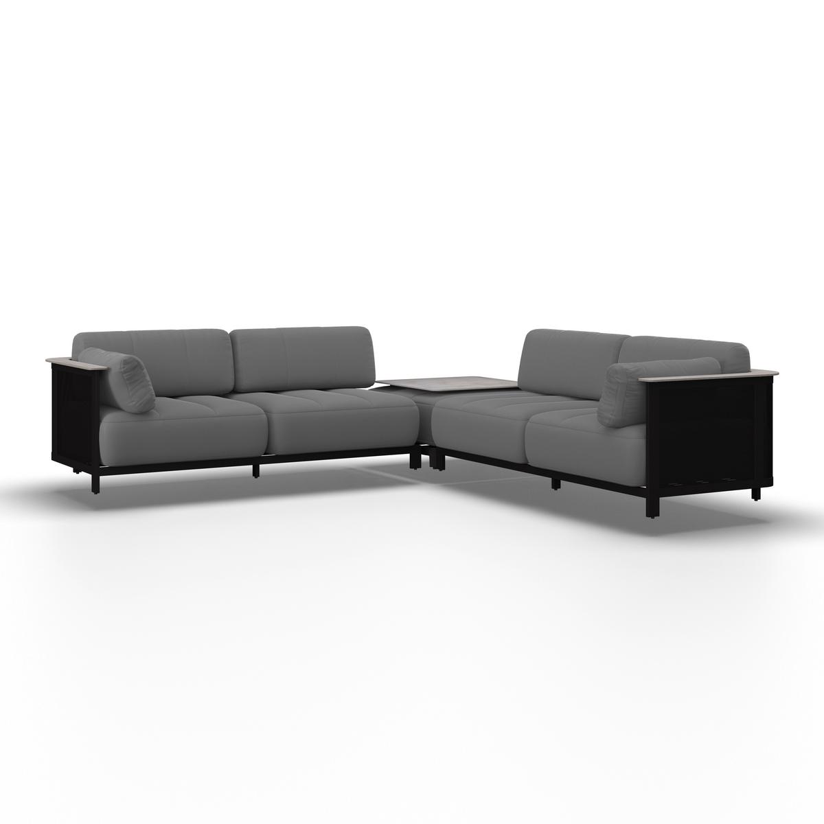 Kerti Garnitúra Mara - fekete/sötétszürke, Modern, műanyag/textil (186/61/76,5cm) - Bessagi Garden