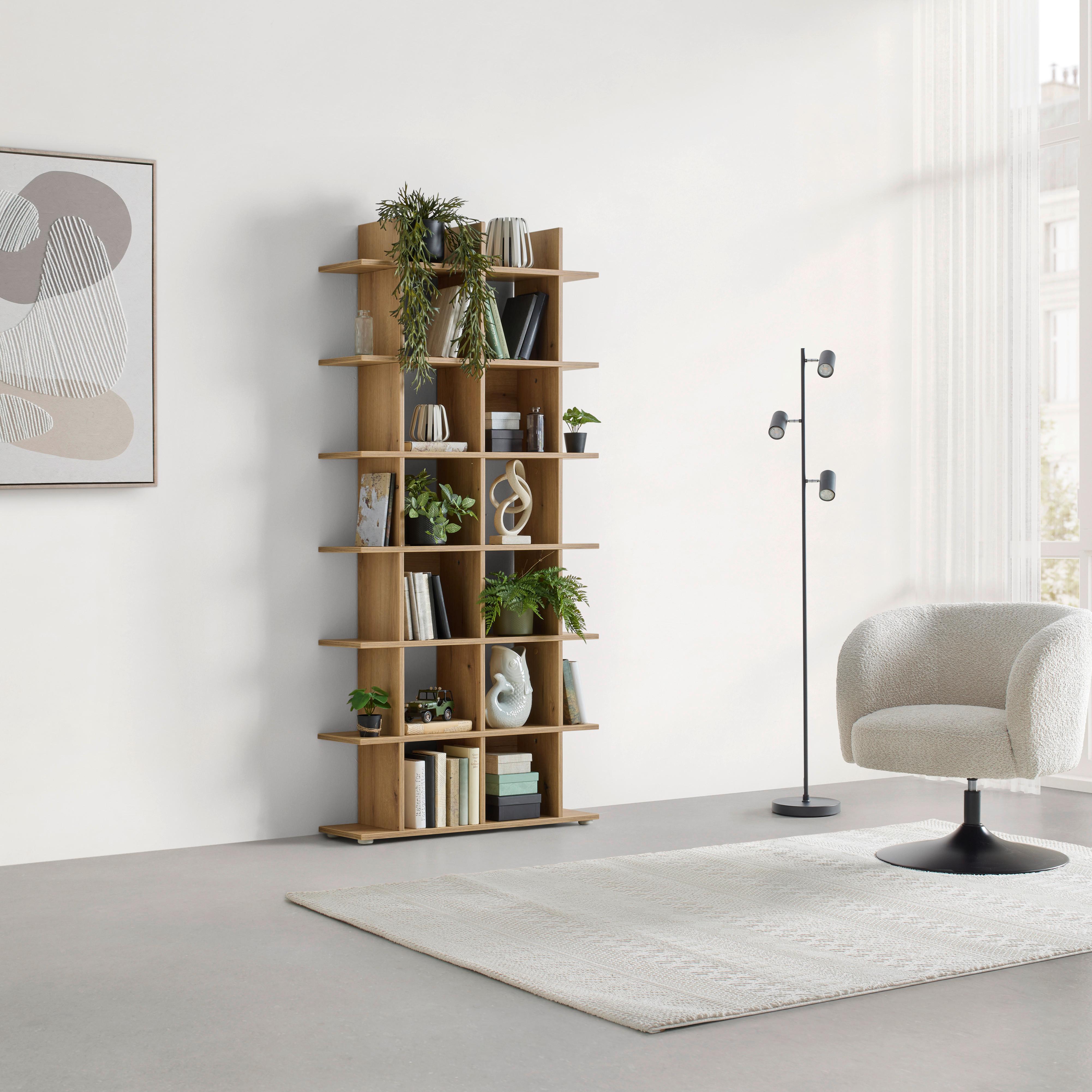 HYLLA OTTO PLUS -EXKLUSIV- - ekfärgad, Modern, trämaterial (79,8/175,2/25,5cm) - Mömax