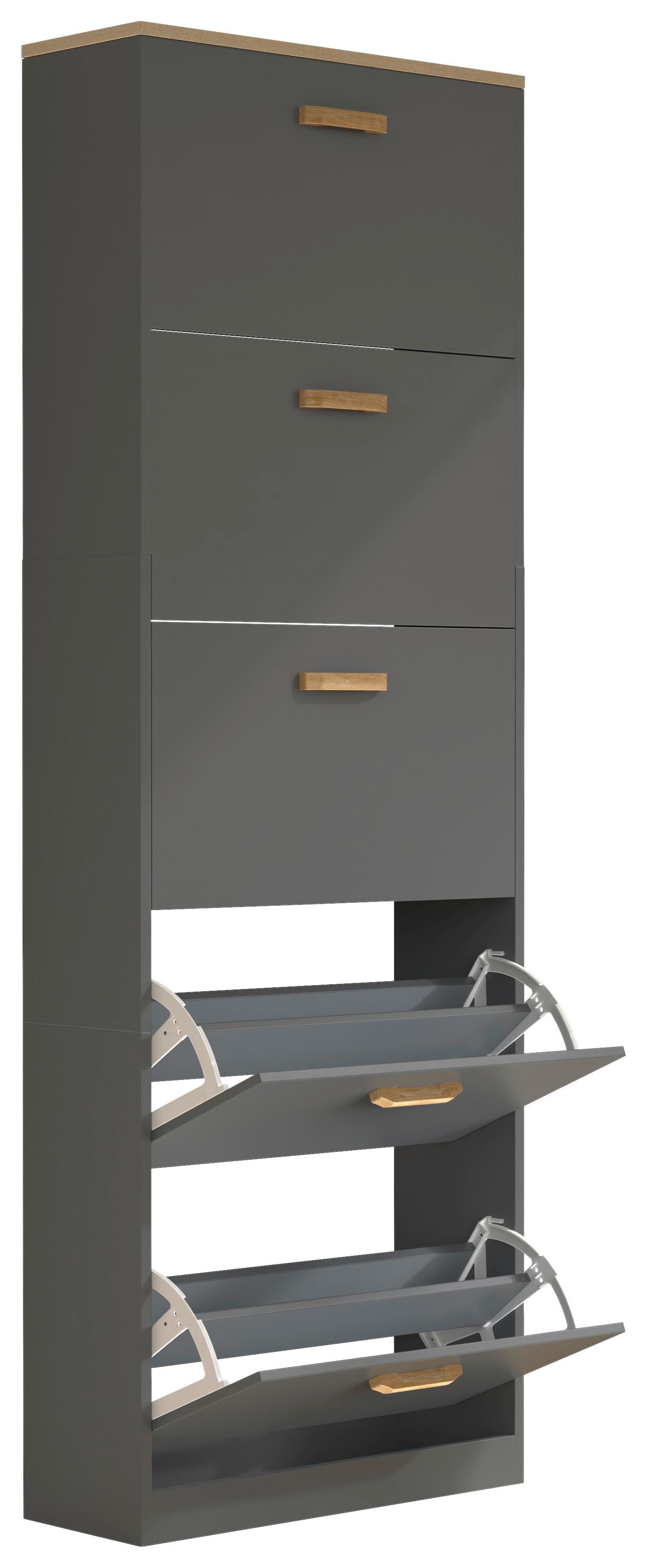 SCHUHSCHRANK HALOM XL - Honigeiche/Anthrazit, Lifestyle, Holzwerkstoff (59/170/22cm) - MID.YOU