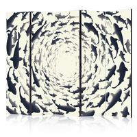 Paravan Fish Swirl I, 5-Delni, Dvostranski - črna/bela, Basics, tekstil/les (225/172/3cm) - artgeist