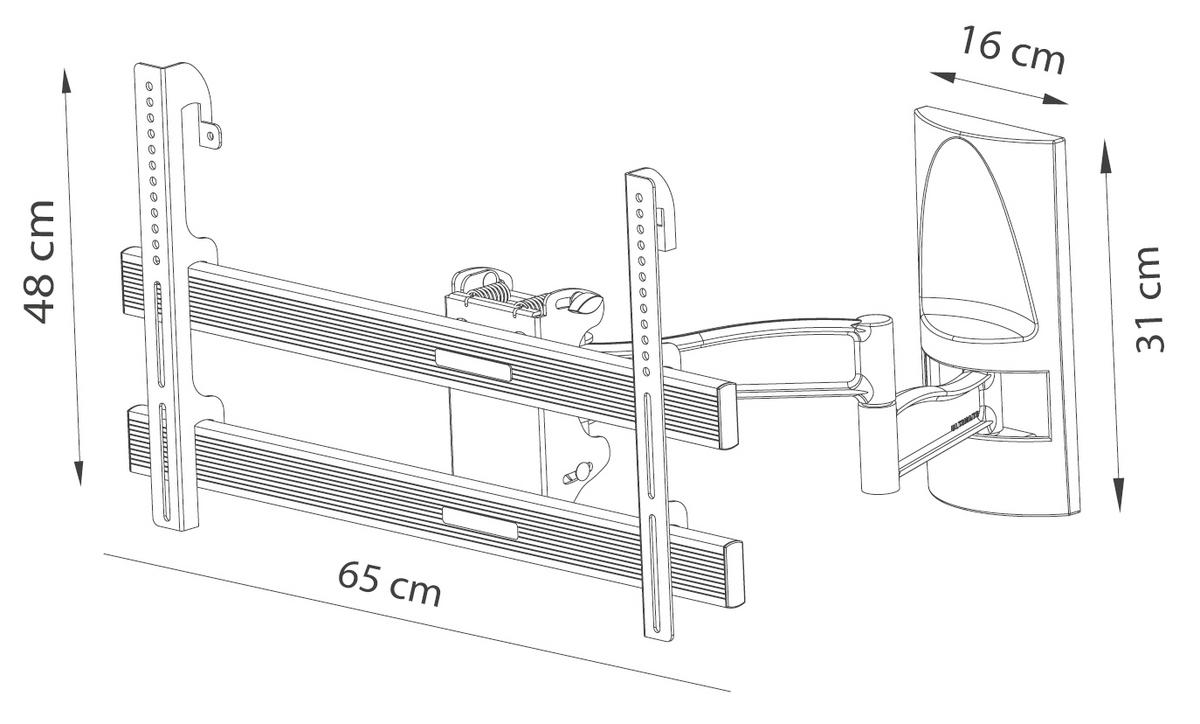 TV-Wandhalter WS 300 ca. 65x48 cm Schwarz - Schwarz, KONVENTIONELL, Metall (65/48/67cm) - MID.YOU