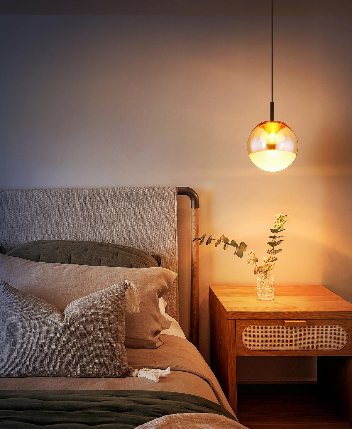 Led Viseća Svjetiljka Severin - narančasta/boje mjeda, Konvencionalno, staklo/metal (25/130cm)