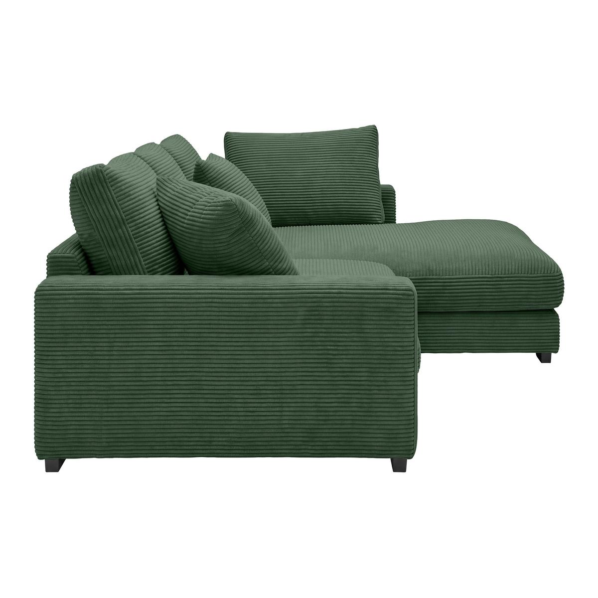 Ecksofa Pedro Dunkelgrün - Dunkelgrün/Schwarz, MODERN, Kunststoff/Textil (300/190cm) - Mömax