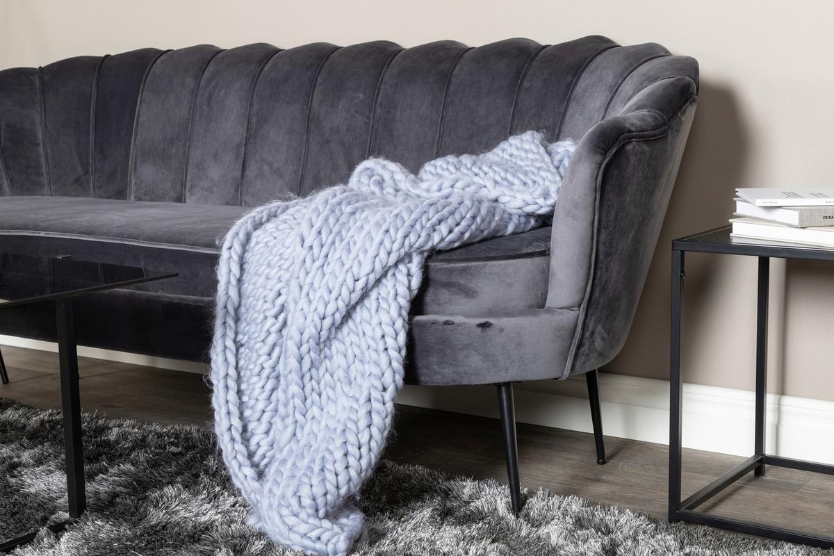 Sofa Calais ca. 180 cm Dunkelgrau Samt - Dunkelgrau/Schwarz, Design, Textil/Metall (180/78.5/78cm) - Livetastic