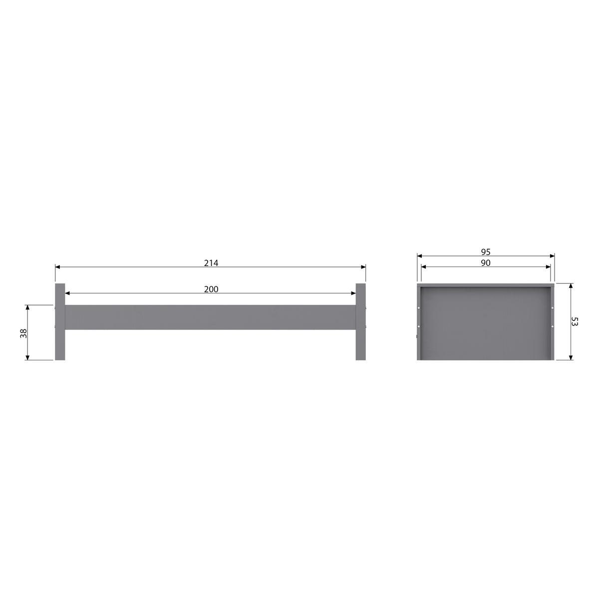 Bett Morris Grau ca. 90x200 cm - Grau, Design, Holz (90/200cm) - Livetastic