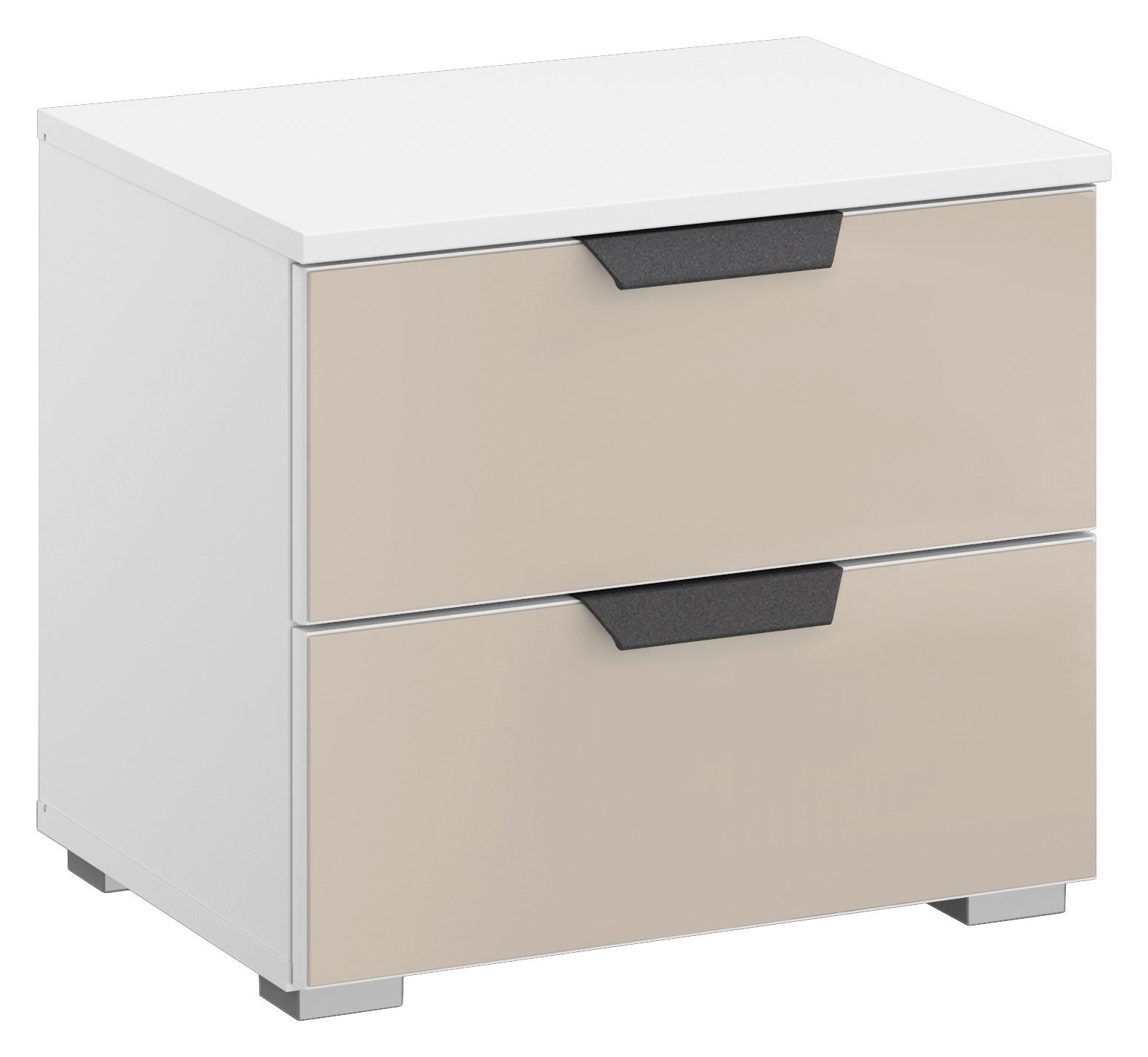 NOPTIERA ARTEMIS - alb/șampanie, Modern, sticlă/material pe bază de lemn (47/43/42cm) - Modern Living