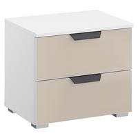 NOPTIERA ARTEMIS - alb/șampanie, Modern, sticlă/material pe bază de lemn (47/43/42cm) - Modern Living