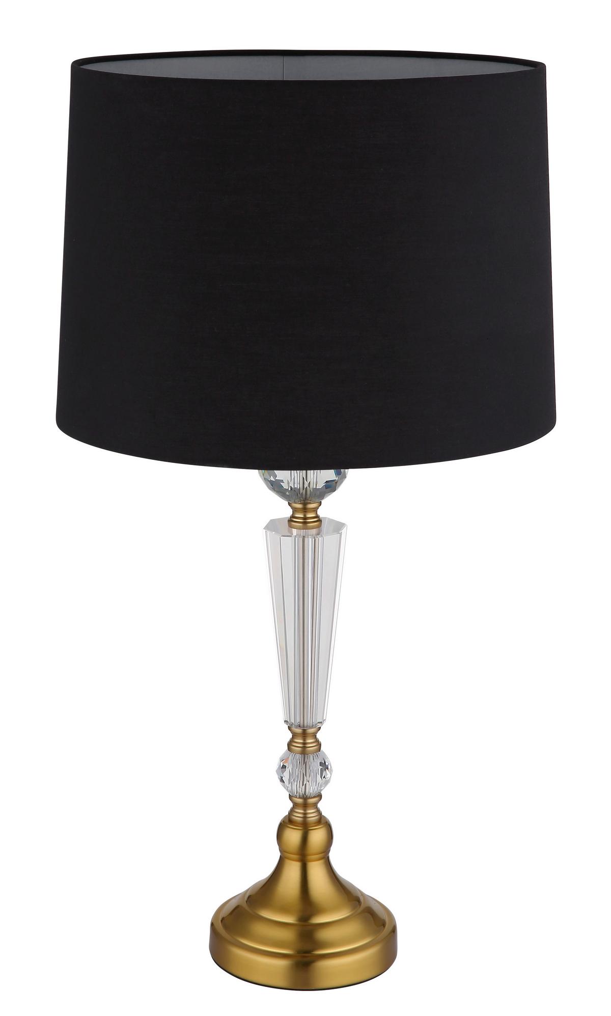 Tischleuchte Arro Schwarz/Messing max. 40 Watt - Klar/Messingfarben, KONVENTIONELL, Glas/Textil (35/66cm) - Globo