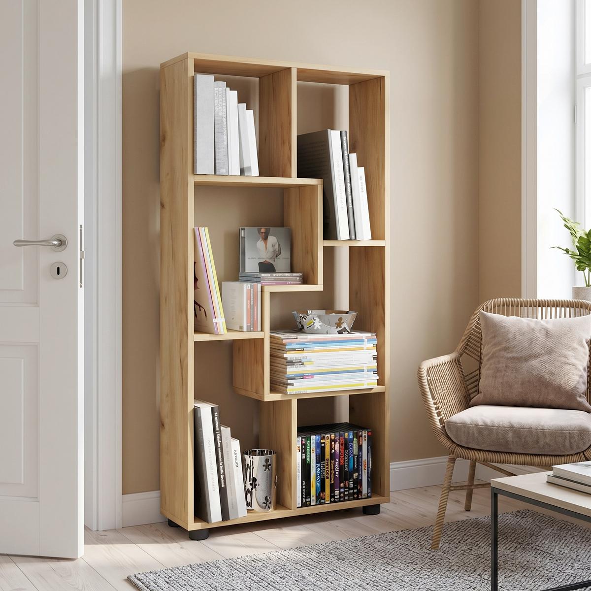 Etajeră Blina - culoare lemn stejar/miere, Basics, material pe bază de lemn (60/119/20cm) - MID.YOU