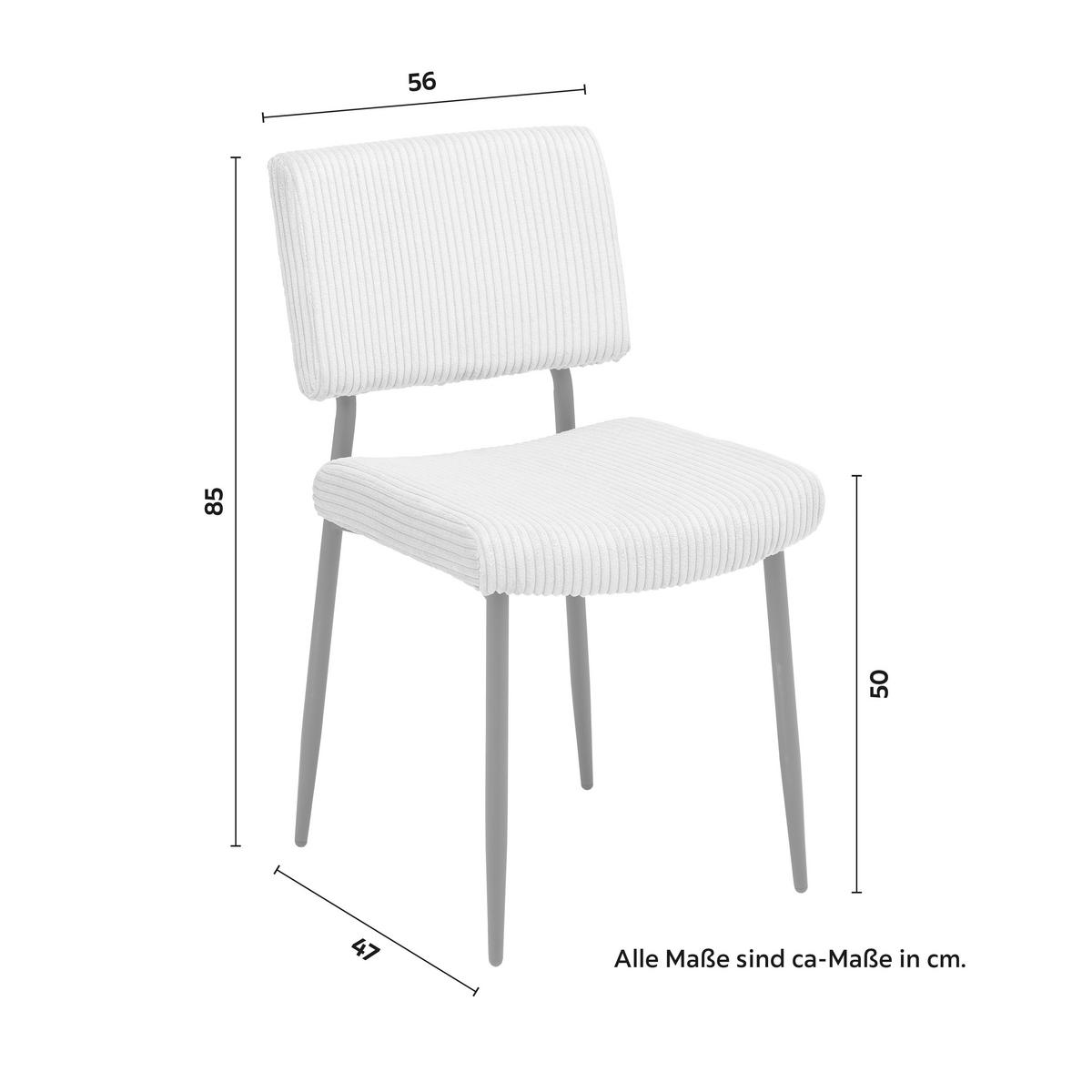 Stol Elia, Bež, Rebrasti Žamet - črna/bež, Moderno, kovina/tekstil (56/85/47cm) - Bessagi Home
