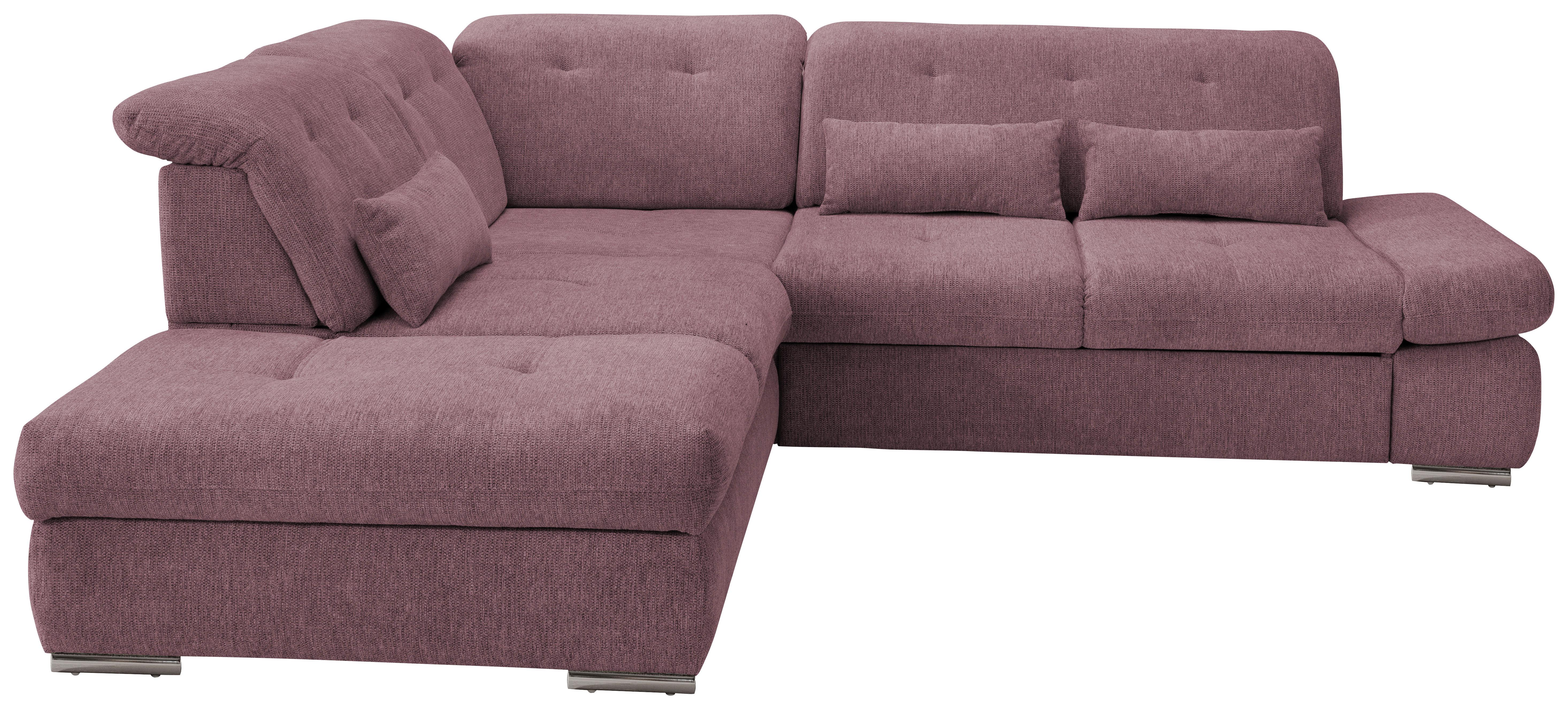 Wohnlandschaft Dalida Brombeere Chenille - Chromfarben/Brombeere, Design, Textil/Metall (254/280cm) - Livetastic