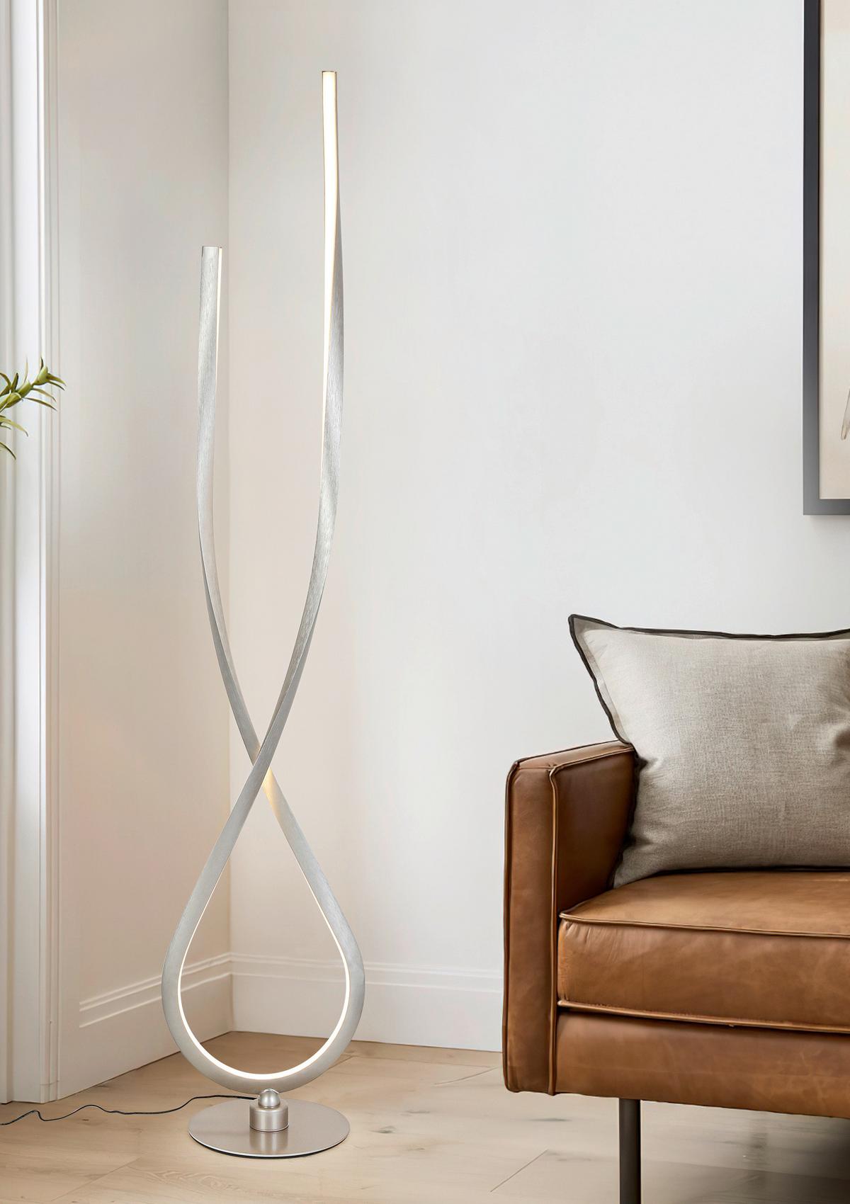 LED-Stehleuchte Kui Champagnerfarben max. 48 Watt - Champagner/Schwarz, MODERN, Kunststoff/Metall (26l)