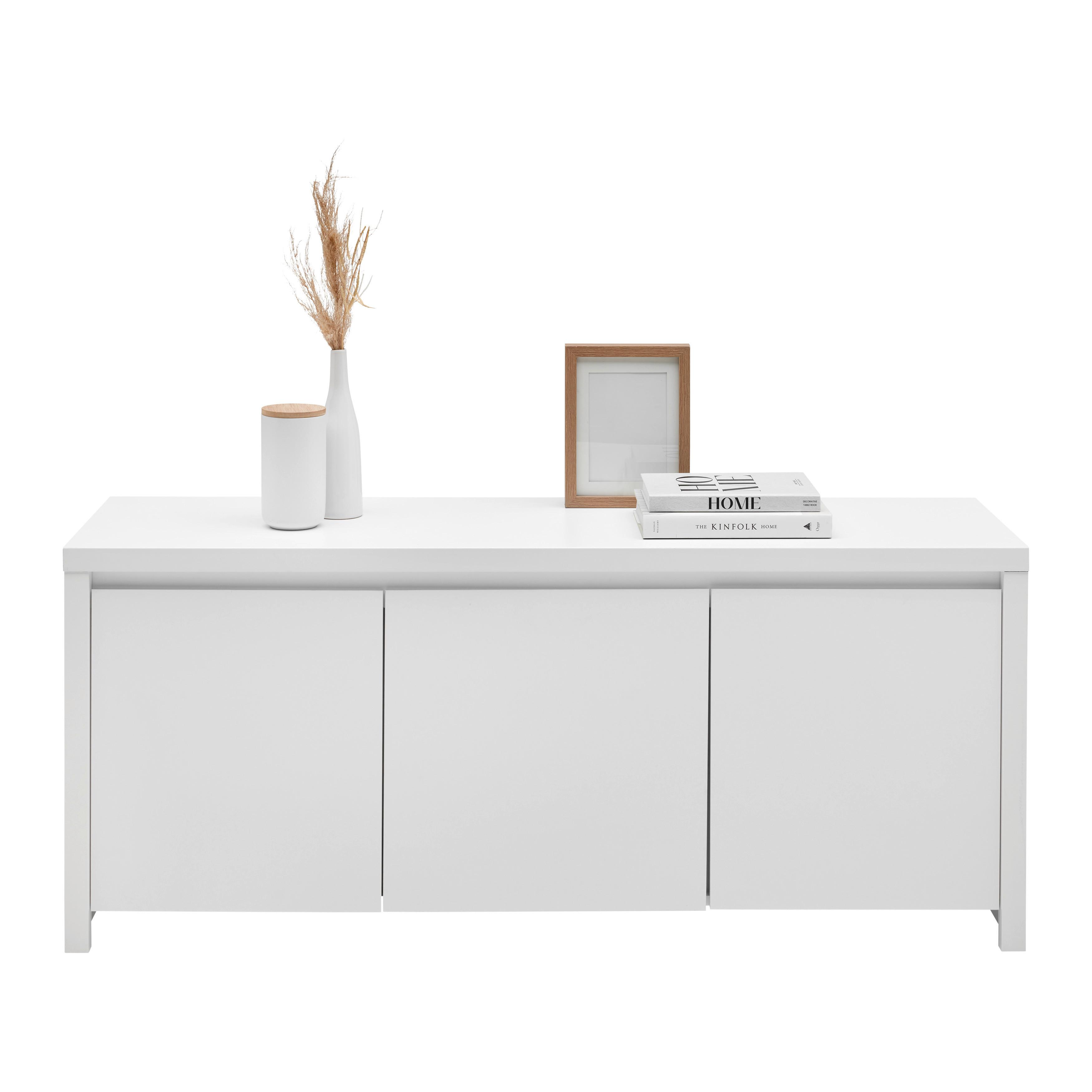 Lowboard Larios B in Weiß - Schwarz/Weiß, MODERN, Holzwerkstoff/Kunststoff (143/61/40cm) - Mömax