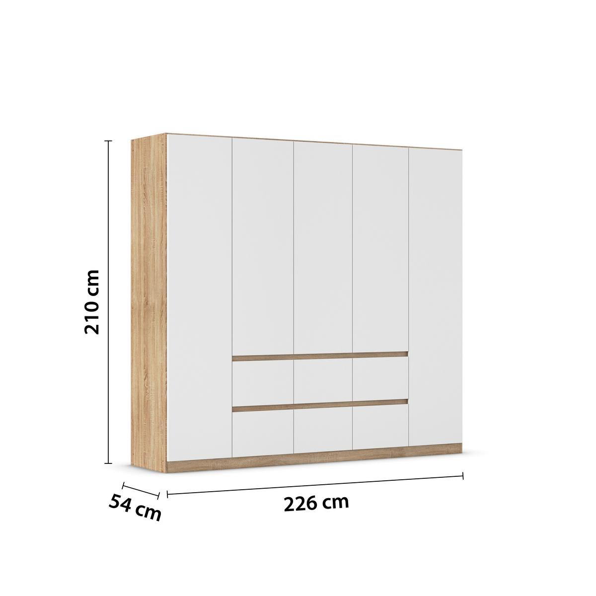 DULAP  USI ROTATIVE MAINZ - alb/culoare lemn stejar, Basics, material pe bază de lemn (226/210/54cm) - Modern Living