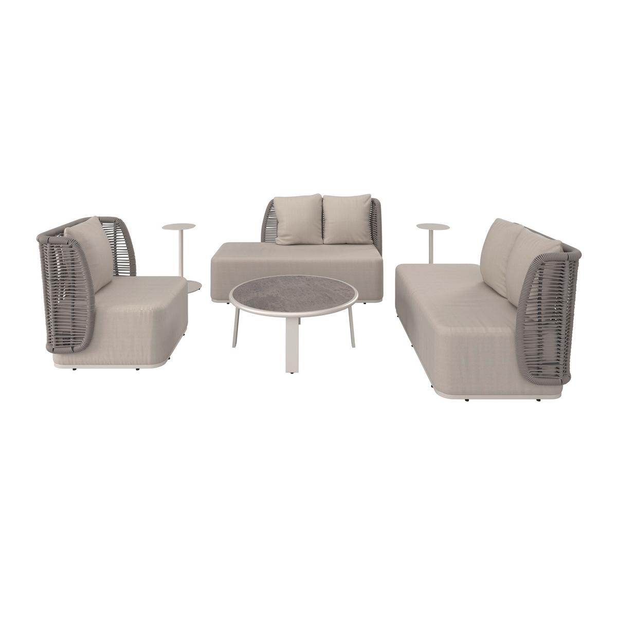 Gartenlounge Marino Hellgrau Textil/Metall - Dunkelgrau/Hellgrau, Modern, Kunststoff/Textil (153/81/76cm) - Bessagi Garden