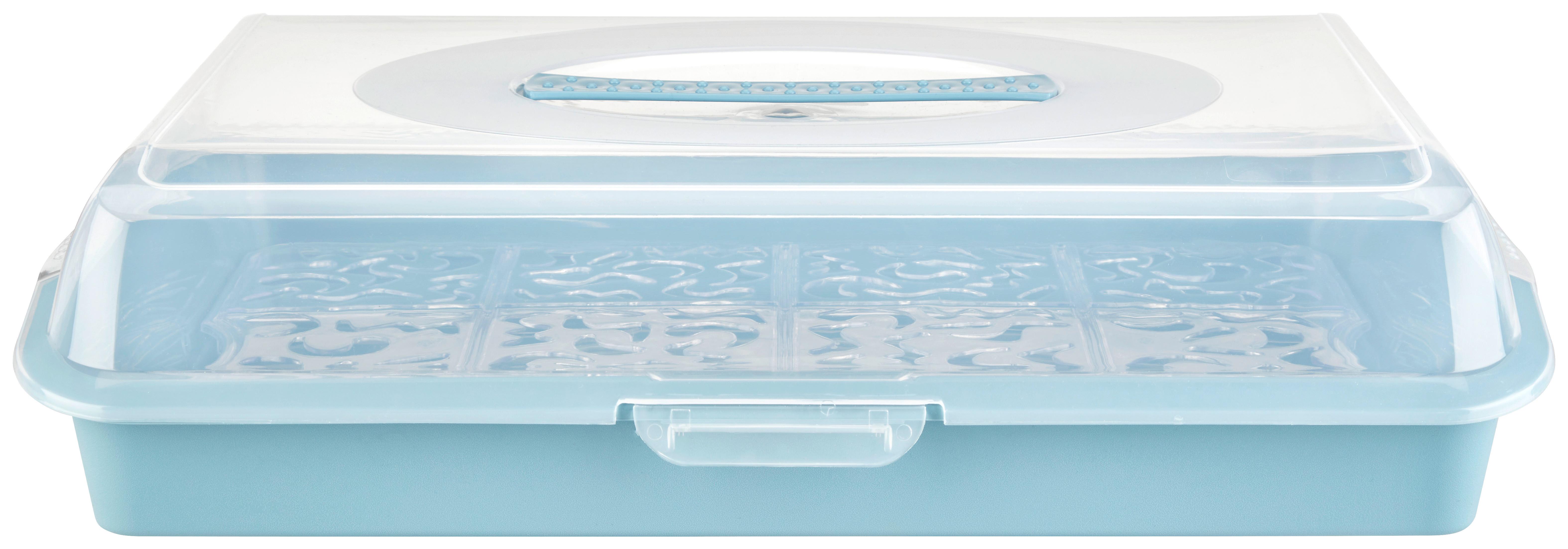 Kuchentransportbox in Hellblau/Transparent - Transparent/Hellblau, MODERN, Kunststoff (35/45/11cm)