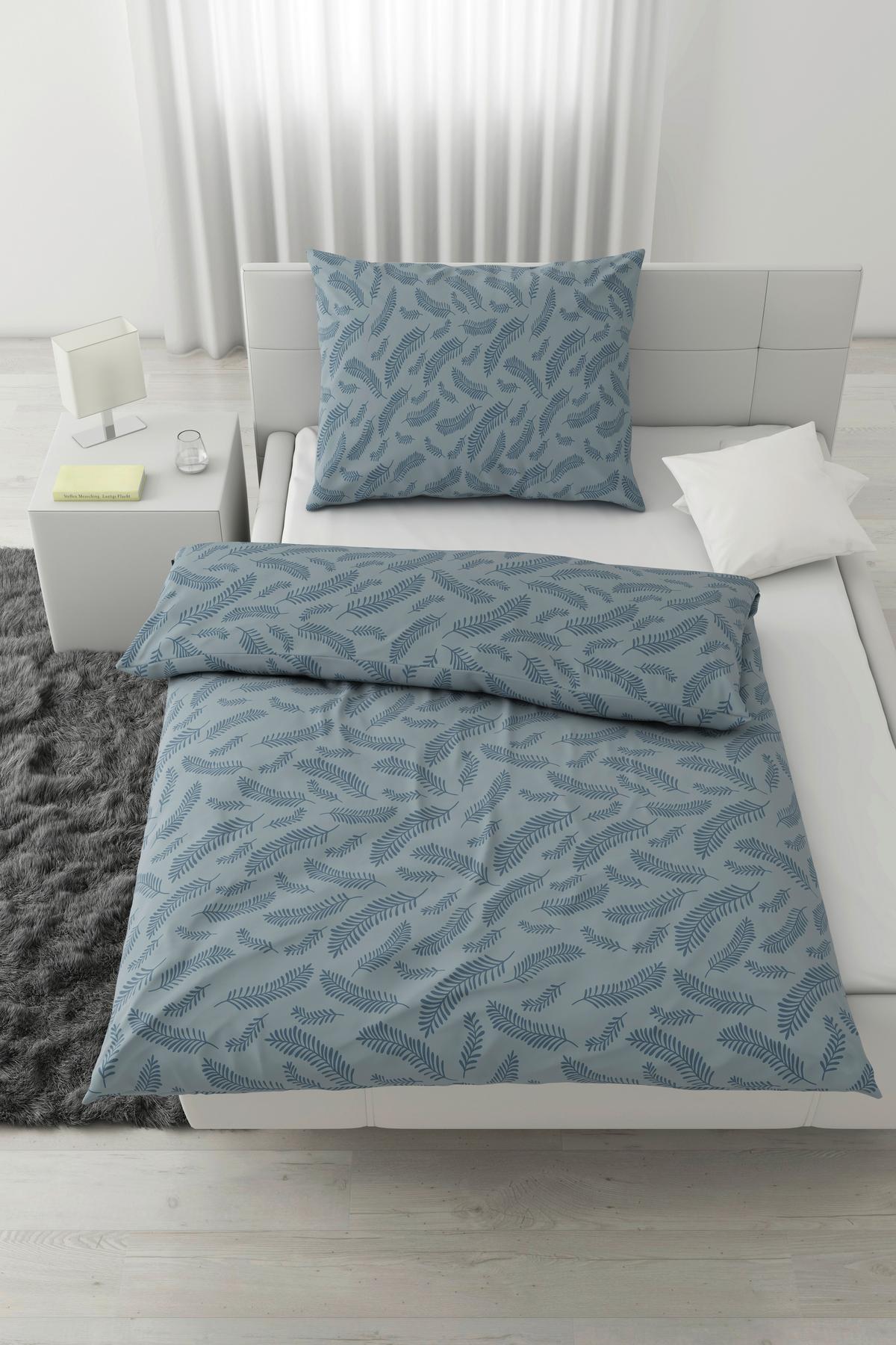 Lenjerie de pat Ferns,cca. 140x200/50x70 cm - albastru, Modern, textil (140/200cm) - Mömax
