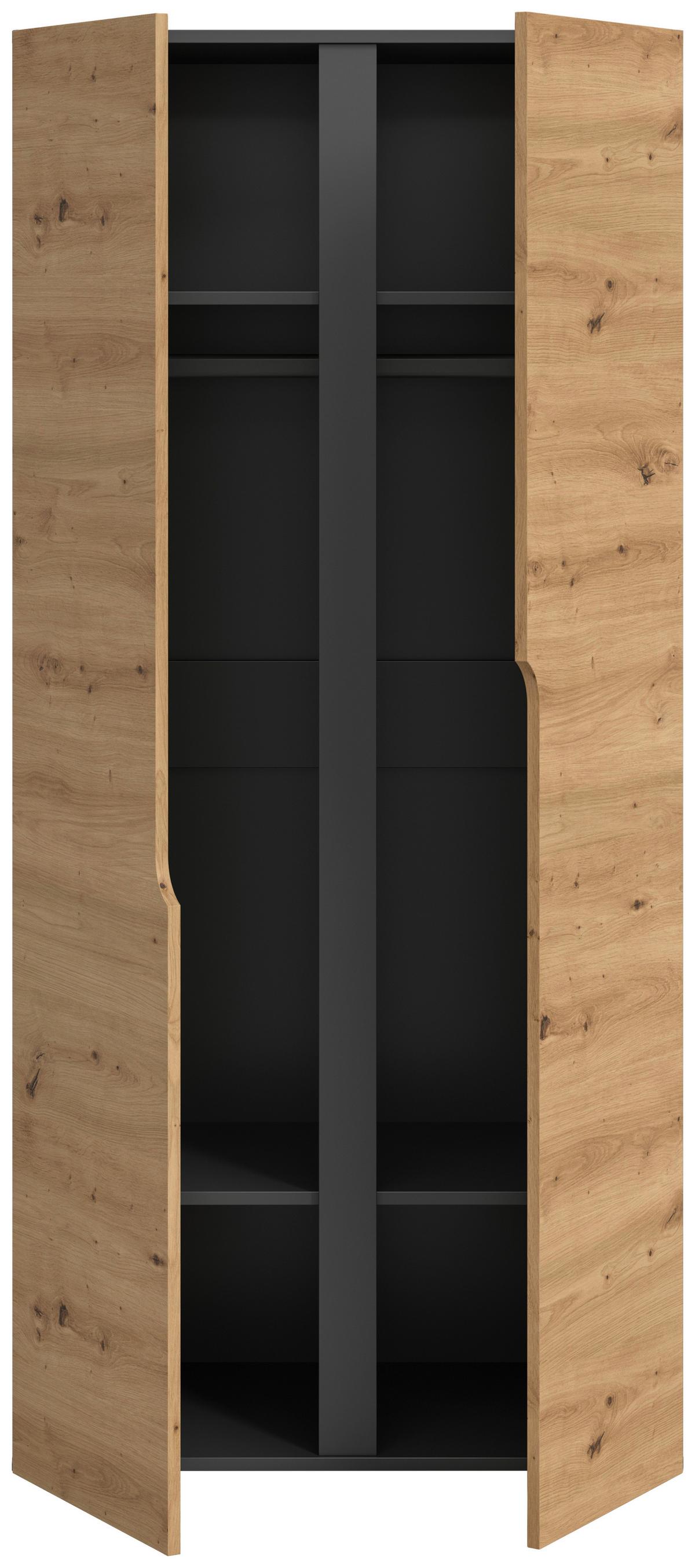 Drehtürenschrank ANGA Anthrazit, Eiche Artisan - Anthrazit/Eiche Artisan, MODERN, Holzwerkstoff (80/180/51cm) - MID.YOU