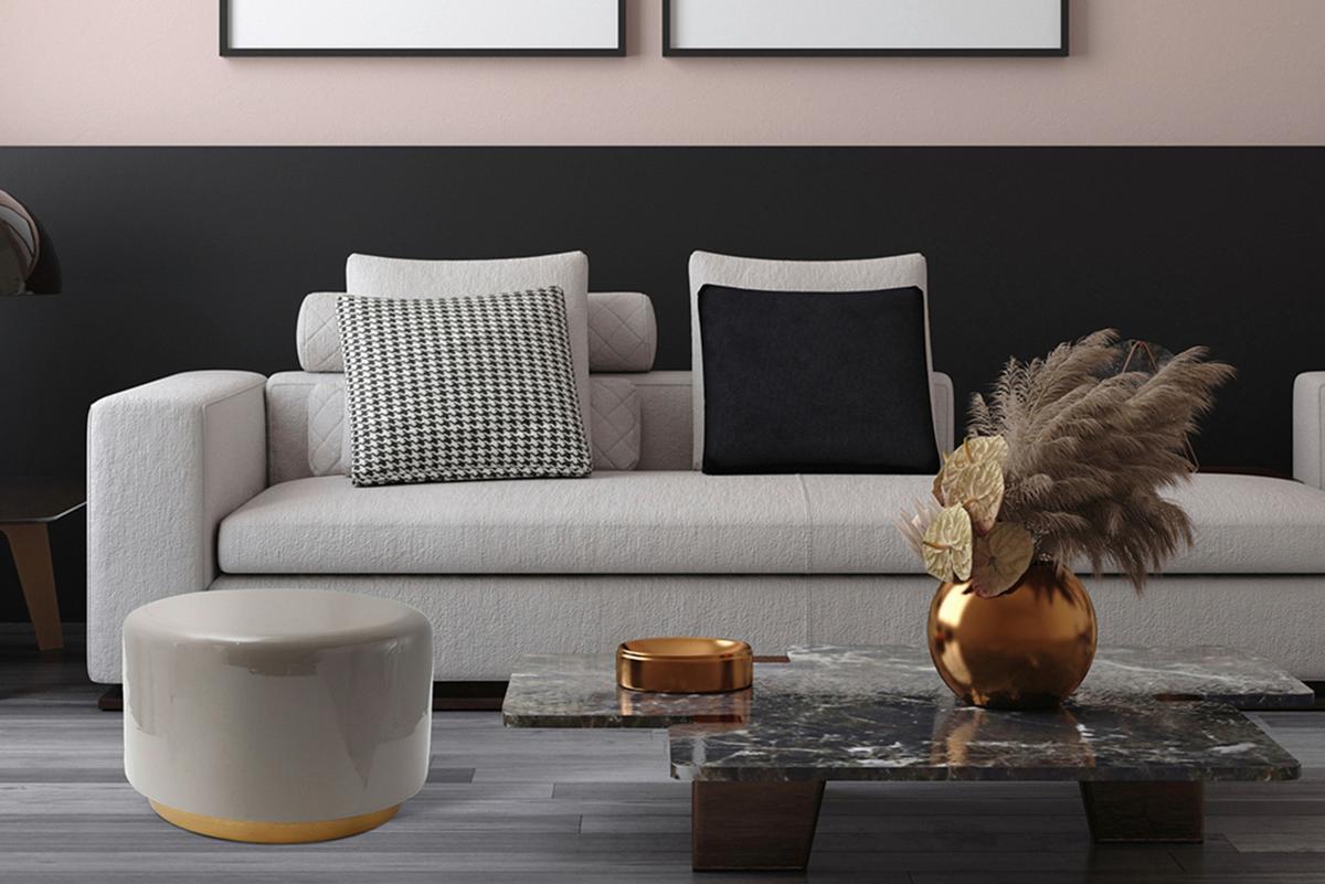 HOCKER ARTISSE 250 - Goldfarben/Grau, Design, Metall (51,5/43cm) - Kayoom