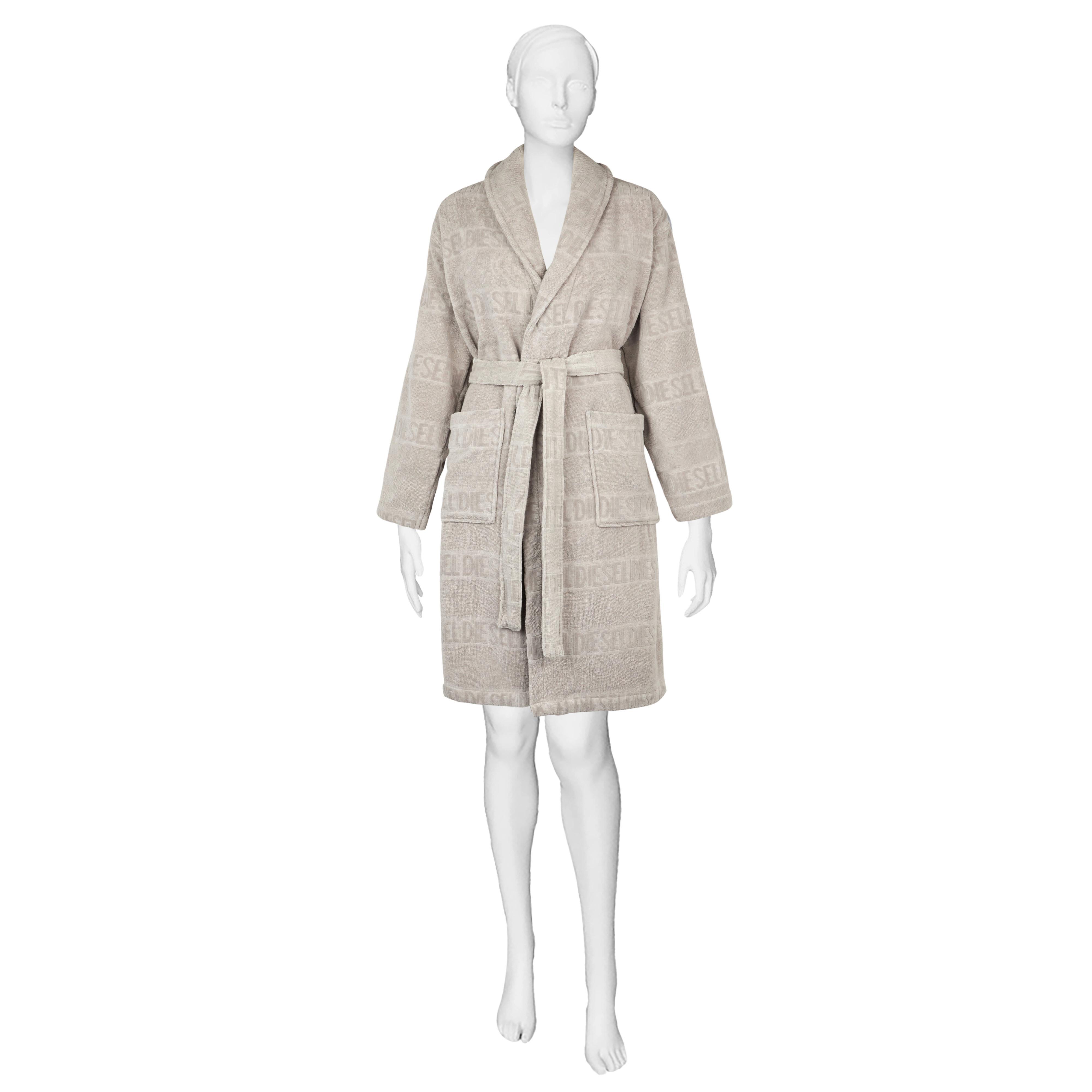 SZLAFROK KĄPIELOWY RUNNING LOGO - szary, Basics, tkanina (S/Mnull) - Diesel