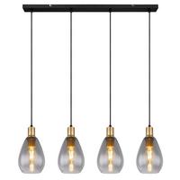 Hängeleuchte Fanni max. 40 Watt - Messingfarben/Schwarz, Design, Glas/Textil (90/15/120cm) - Globo