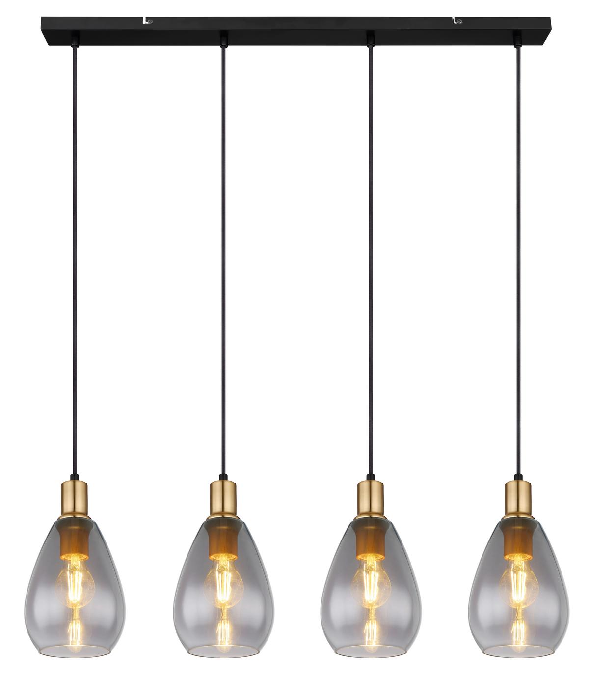 Hängeleuchte Fanni max. 40 Watt - Messingfarben/Schwarz, Design, Glas/Textil (90/15/120cm) - Globo