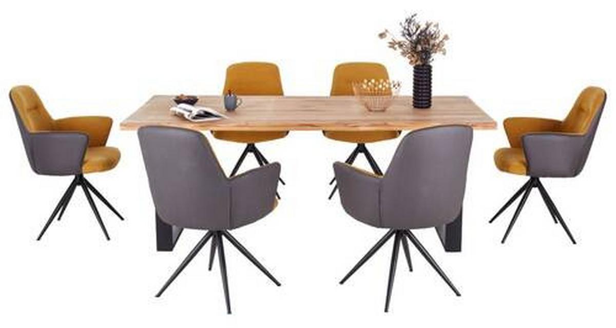Jedilna Miza Wood 200, Hrast, Masivno, 200x100 - črna/naravne barve, Konvencionalno, kovina/les (200/75/100cm) - James Wood