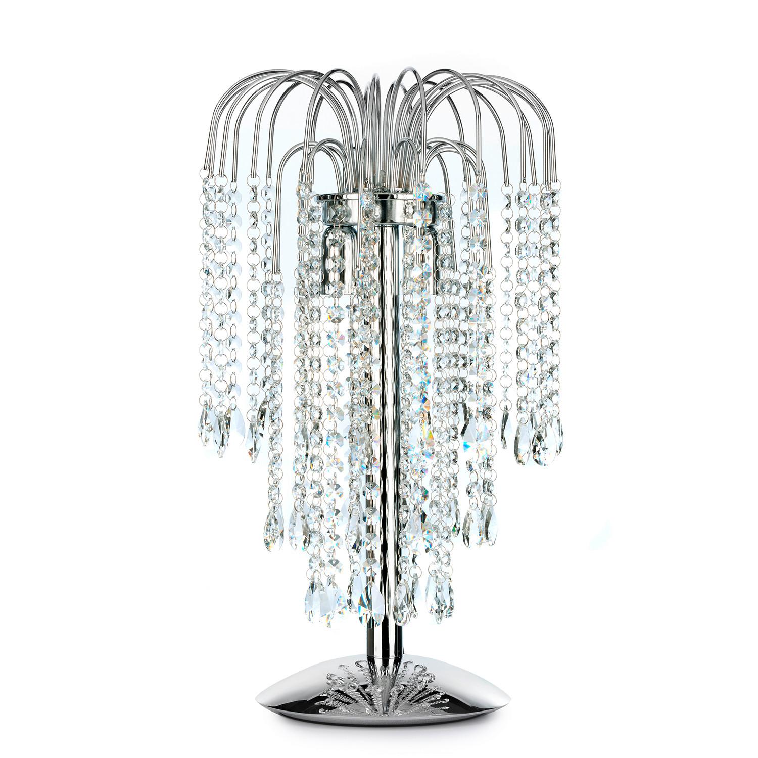 Kristall-Tischleuchte Pioggia Chromfarben max. 6 Watt - Chromfarben, LIFESTYLE, Glas/Metall (25/50cm)