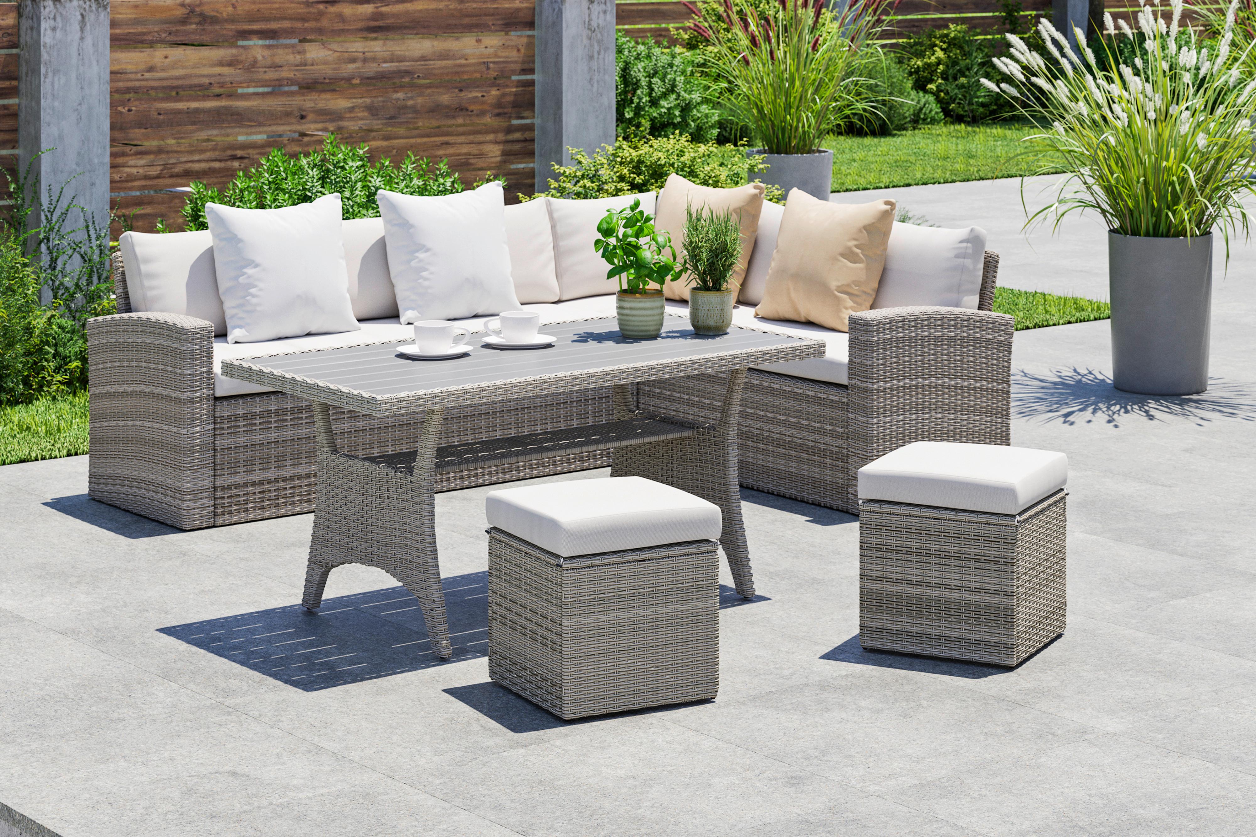 Loungegarnitur-Set Alex Rechts Anthrazit aus Polywood - Grau, Modern, Kunststoff/Textil (179/73/68cm) - Mömax